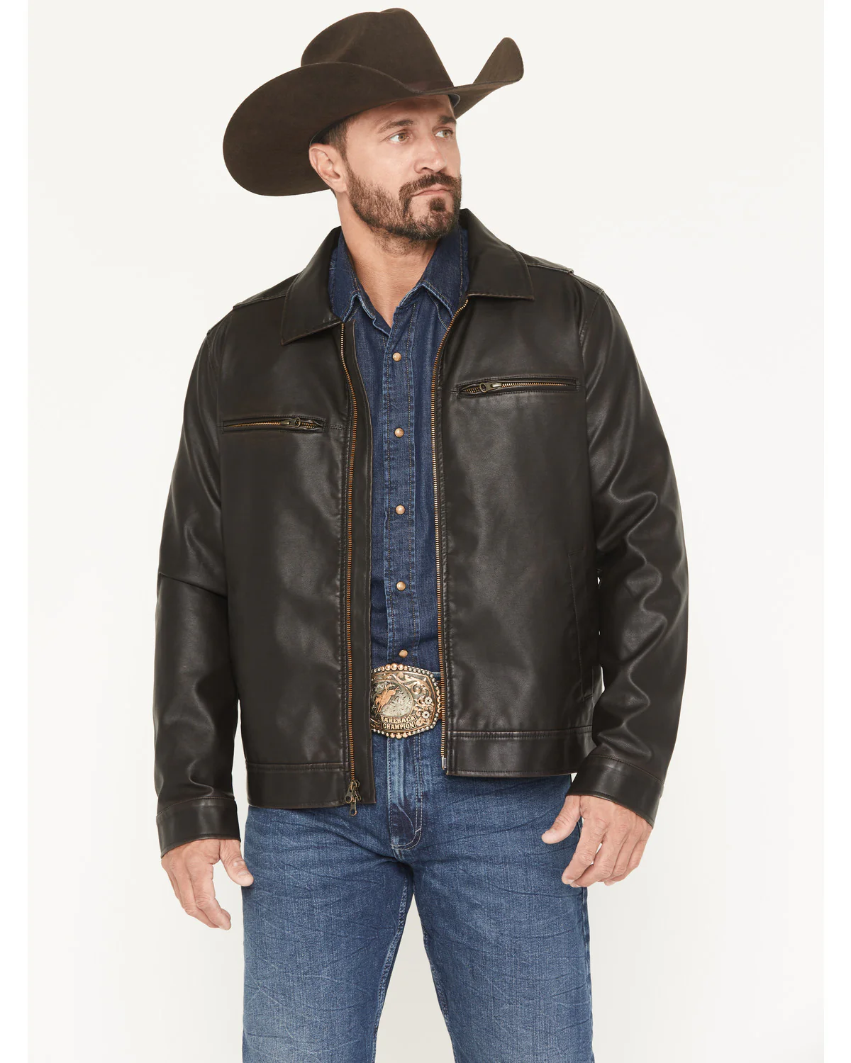 Cody James Men's Faux Leather Moto Jacket