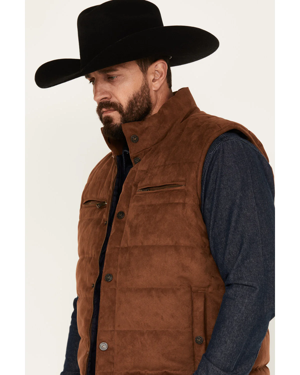 Cody James Men's Faux Suede Puffer Vest - Image 2