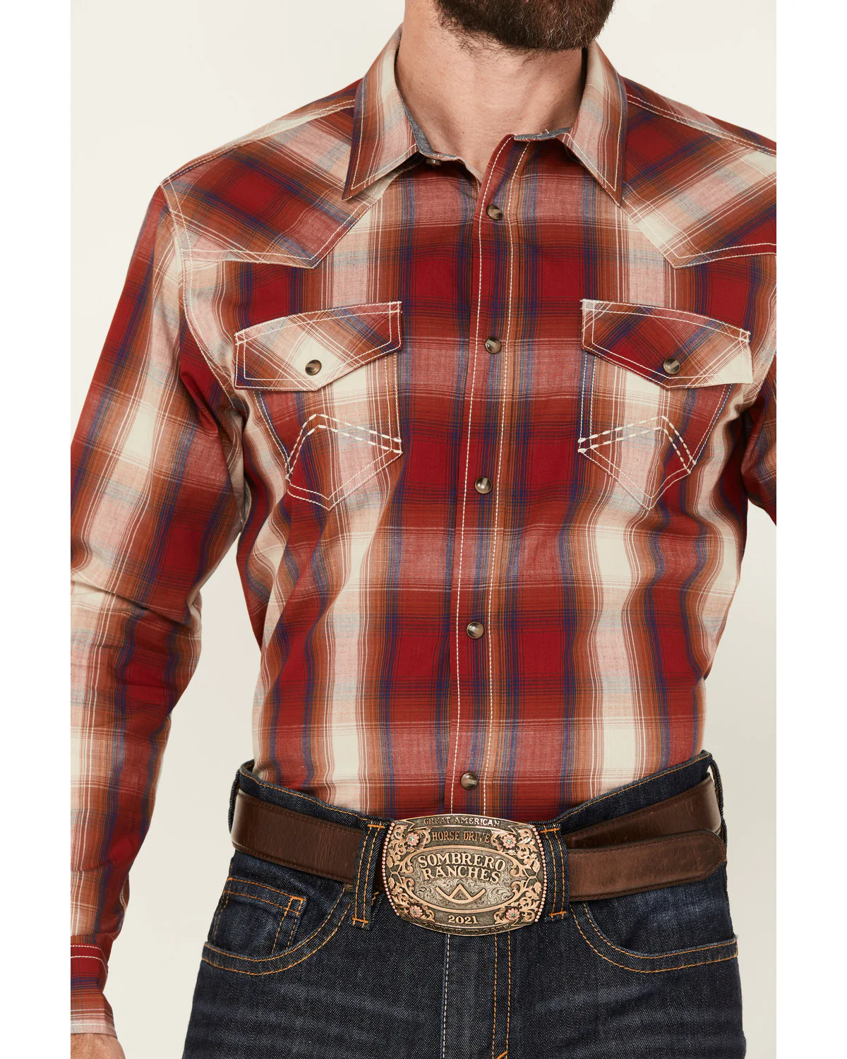 Cody James Men's Flare Plaid Print Long Sleeve Snap Western Shirt - Image 3