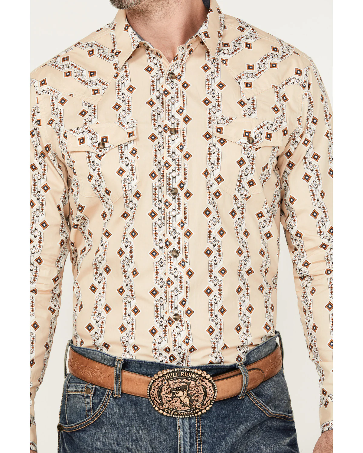 Cody James Men's Floral Striped Print Long Sleeve Snap Western Shirt - Image 3