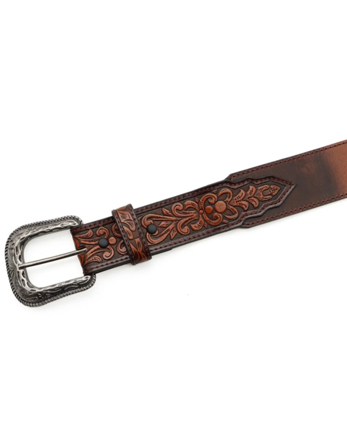 Cody James Men's Floral Tooled Leather Belt - Image 2