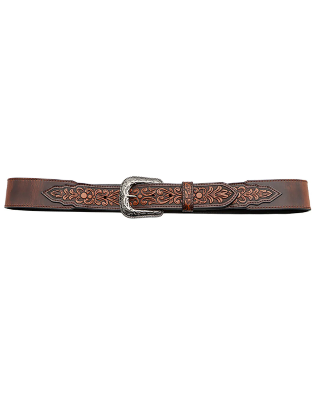 Cody James Men's Floral Tooled Leather Belt - Image 3