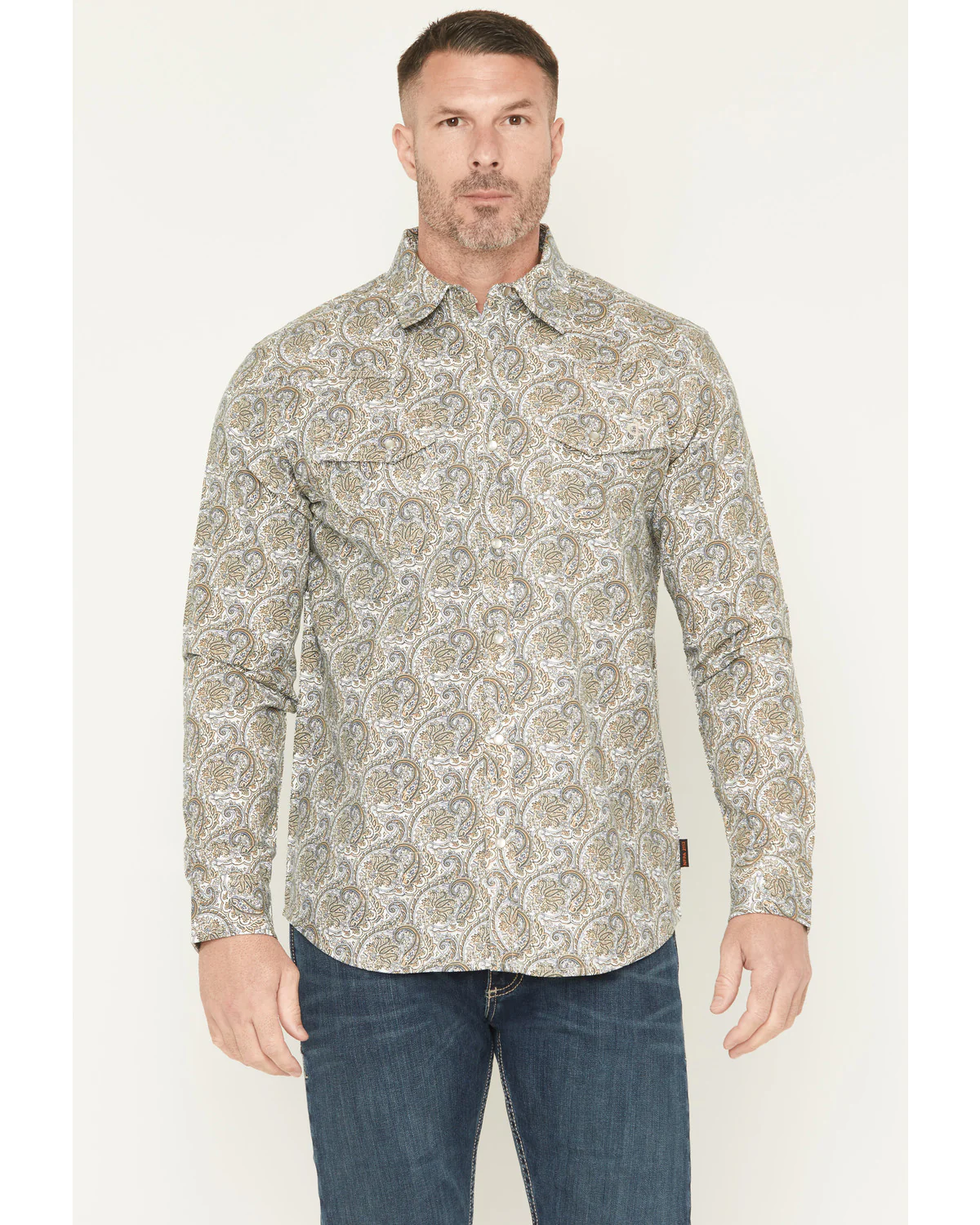 Cody James Men's FR Paisley Print Long Sleeve Snap Work Shirt