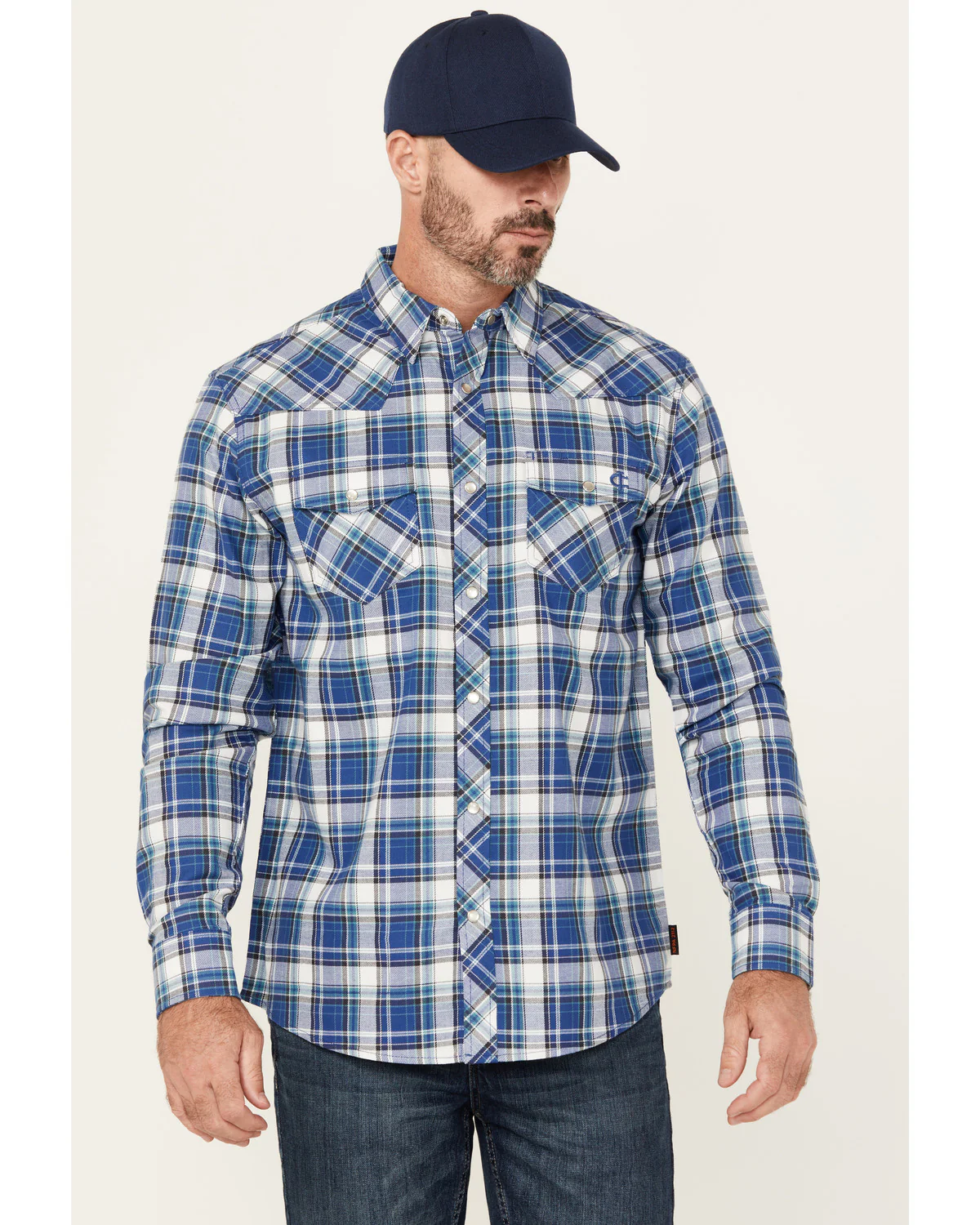 Cody James Men's FR Plaid Print Long Sleeve Pearl Snap Flannel Work Shirt
