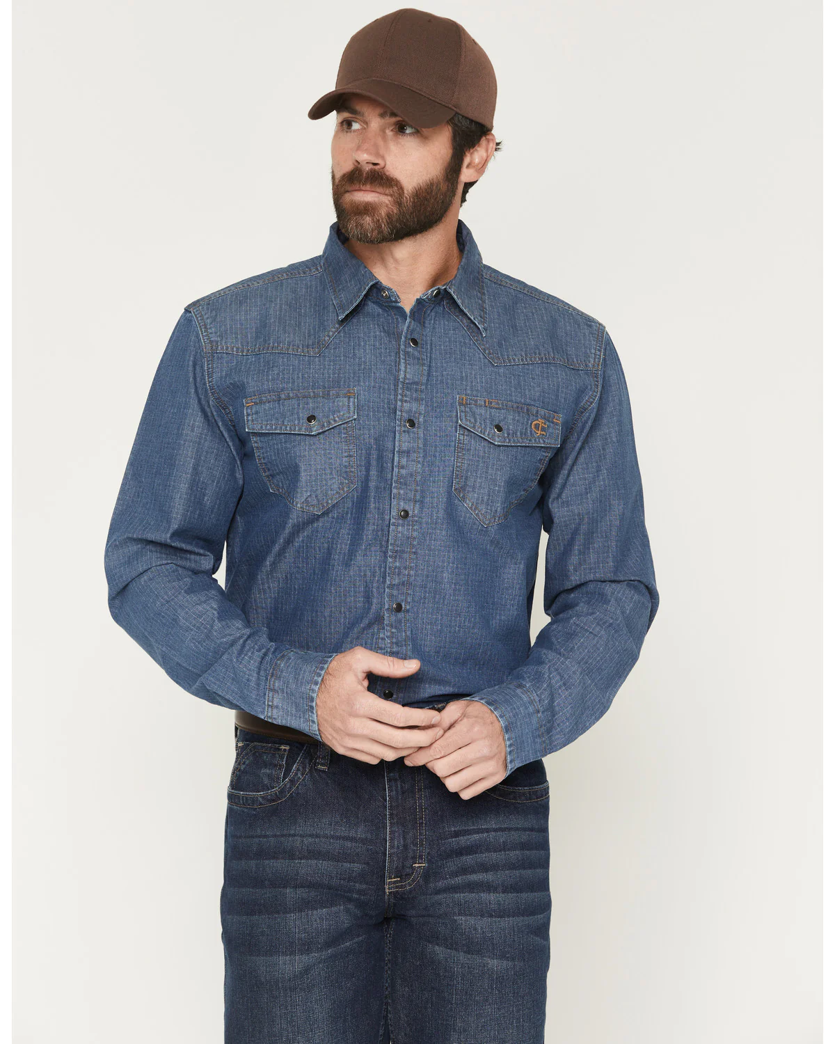 Cody James Men's FR Playa Ripstop Denim Long Sleeve Snap Work Shirt