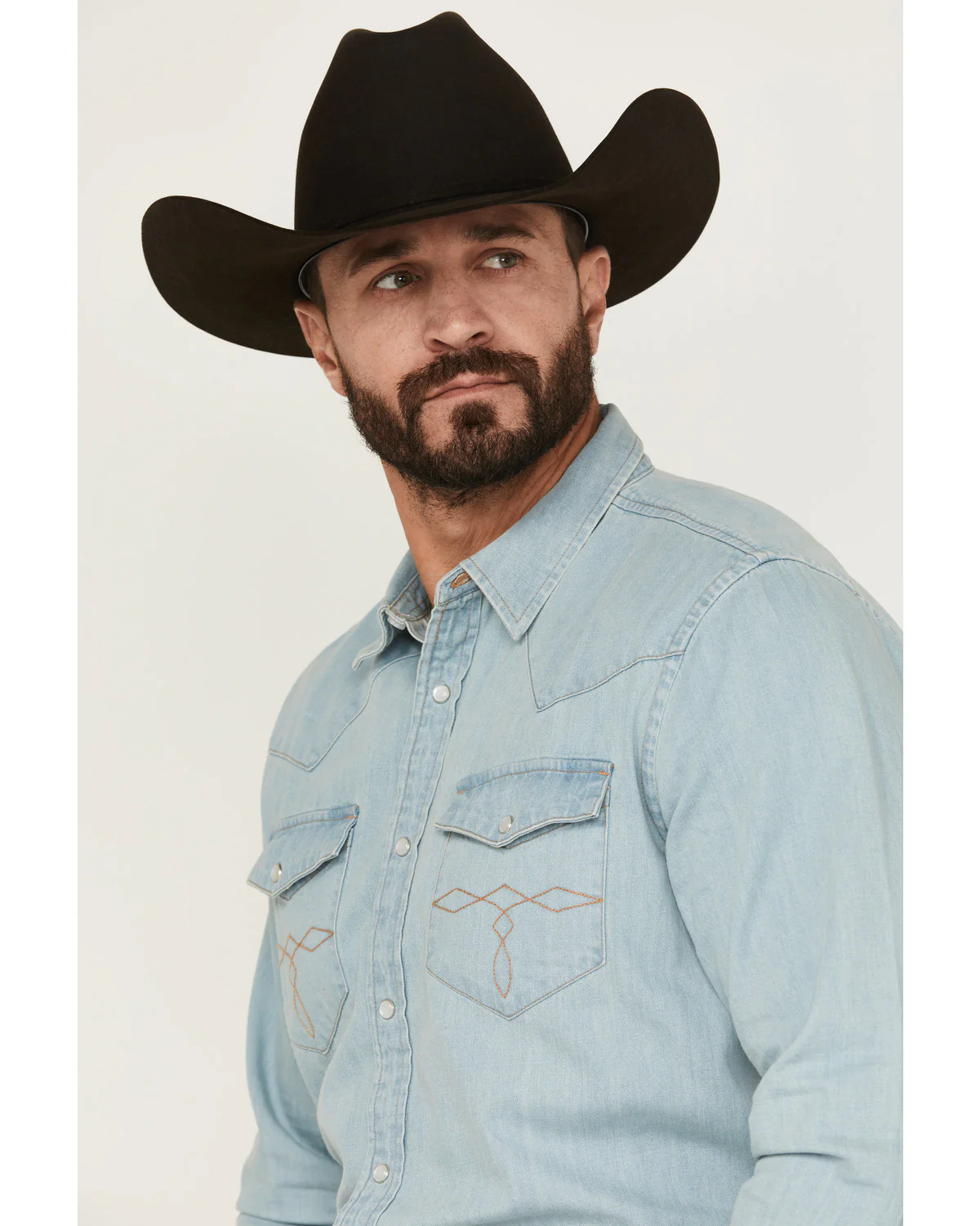 Cody James Men's Frosty Light Wash Long Sleeve Snap Denim Western Shirt - Image 2