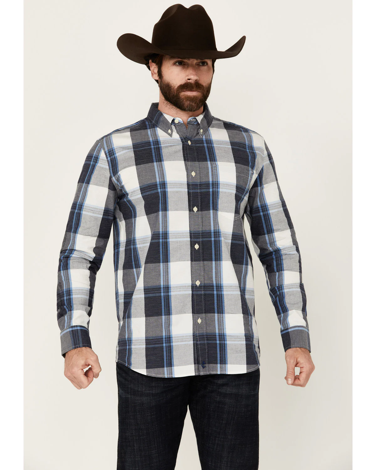 Cody James Men's Gallop Plaid Print Long Sleeve Button-Down Stretch Western Shirt