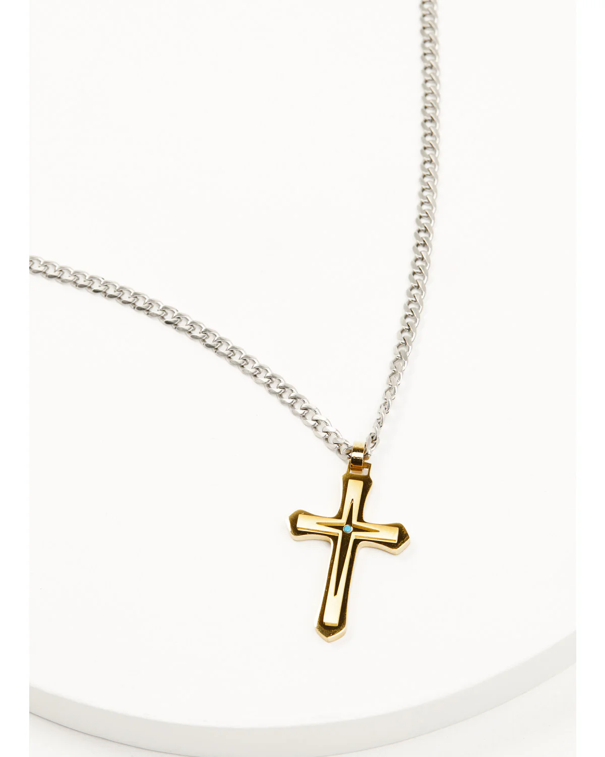 Cody James Men's Gold Cross Turquoise Inlay Necklace - Image 4