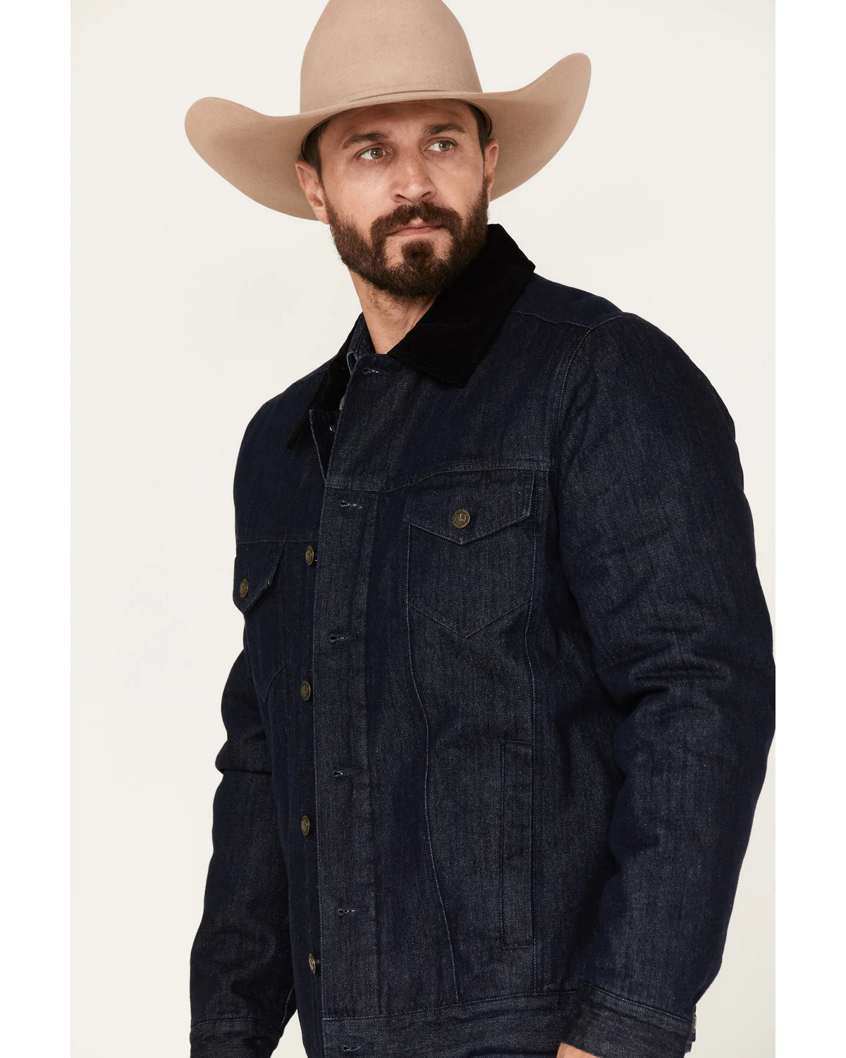 Cody James Men's Grand Teton Dark Wash Sherpa Cord Collar Denim Jacket - Image 2