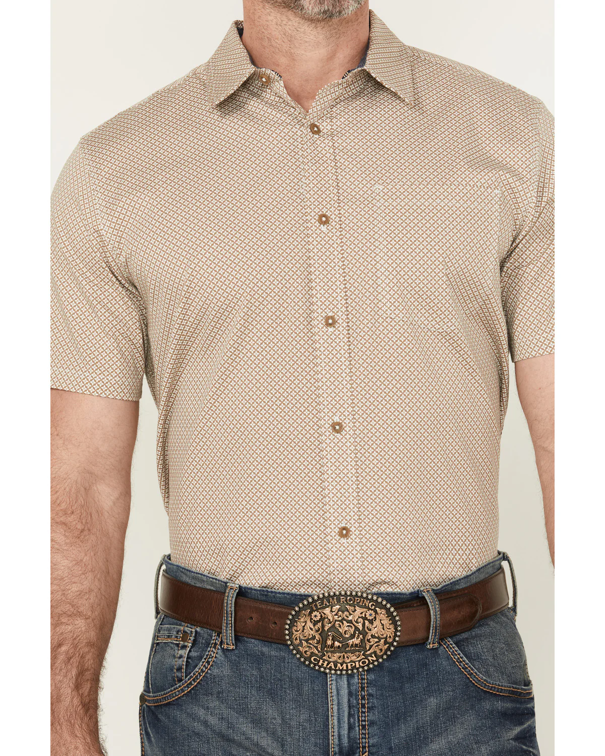 Cody James Men's Grill And Greet Geo Print Short Sleeve Button-Down Stretch Western Shirt - Image 2