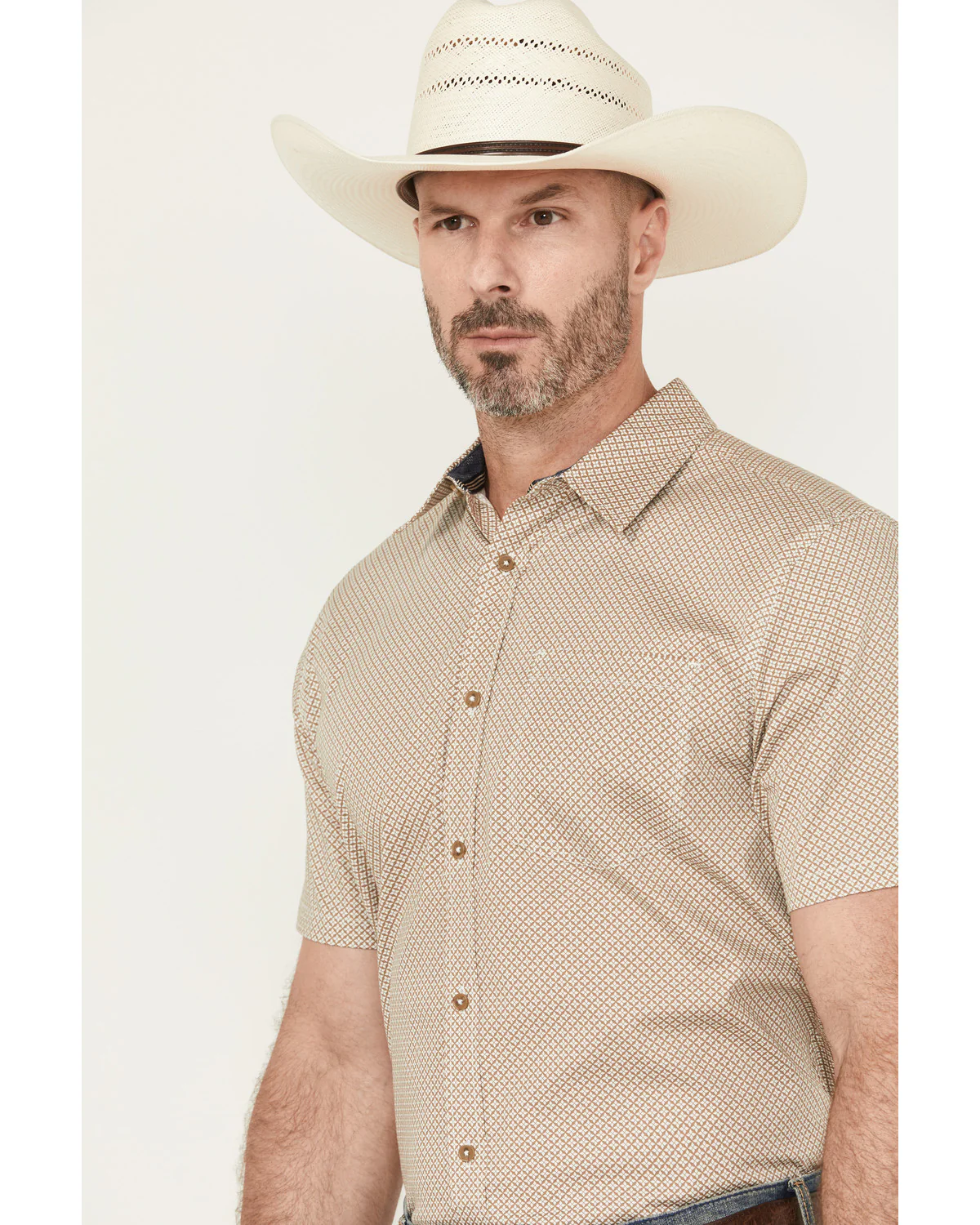 Cody James Men's Grill And Greet Geo Print Short Sleeve Button-Down Stretch Western Shirt - Image 3