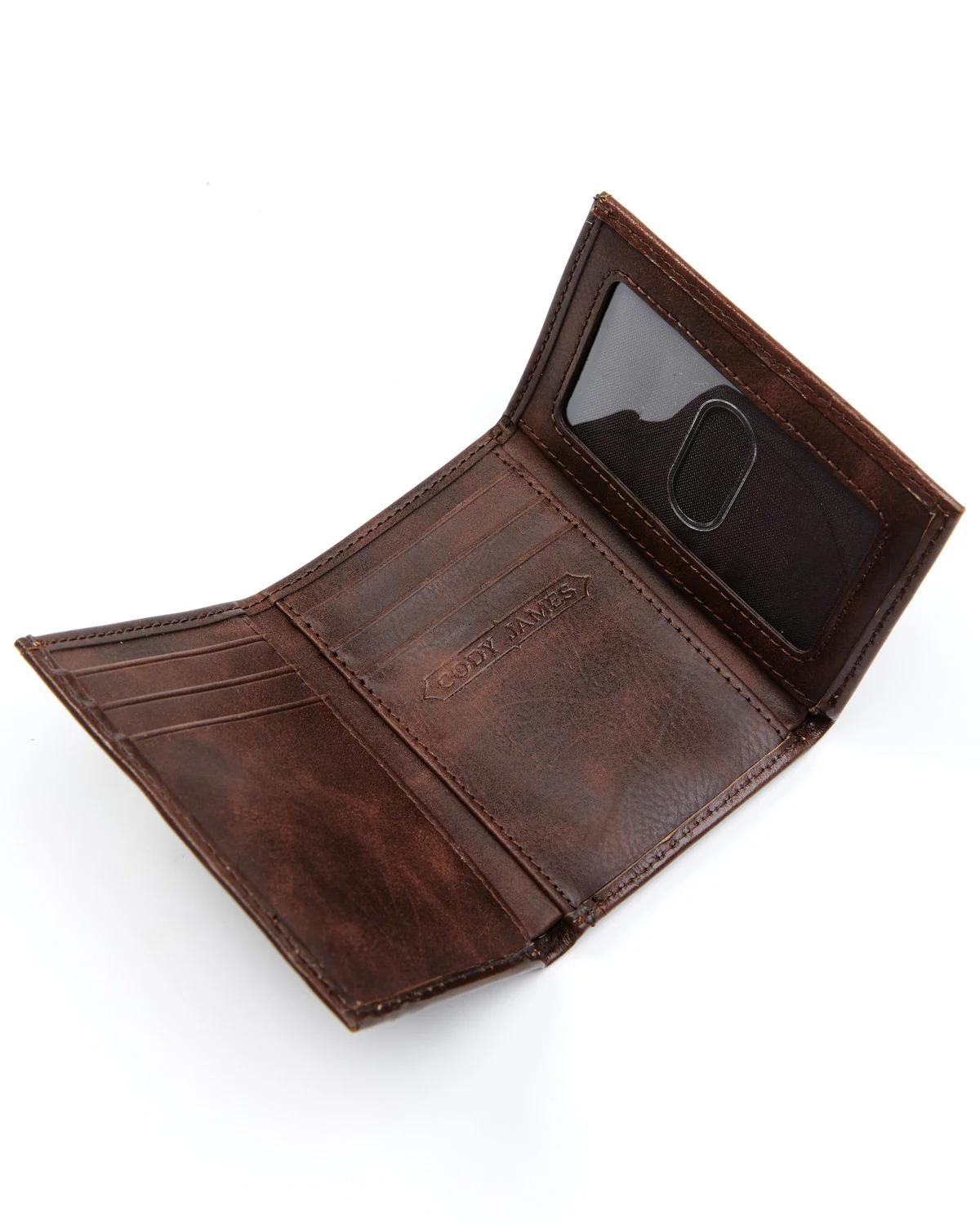 Cody James Men's Hair-On Floral Tooled Trifold Wallet - Image 2