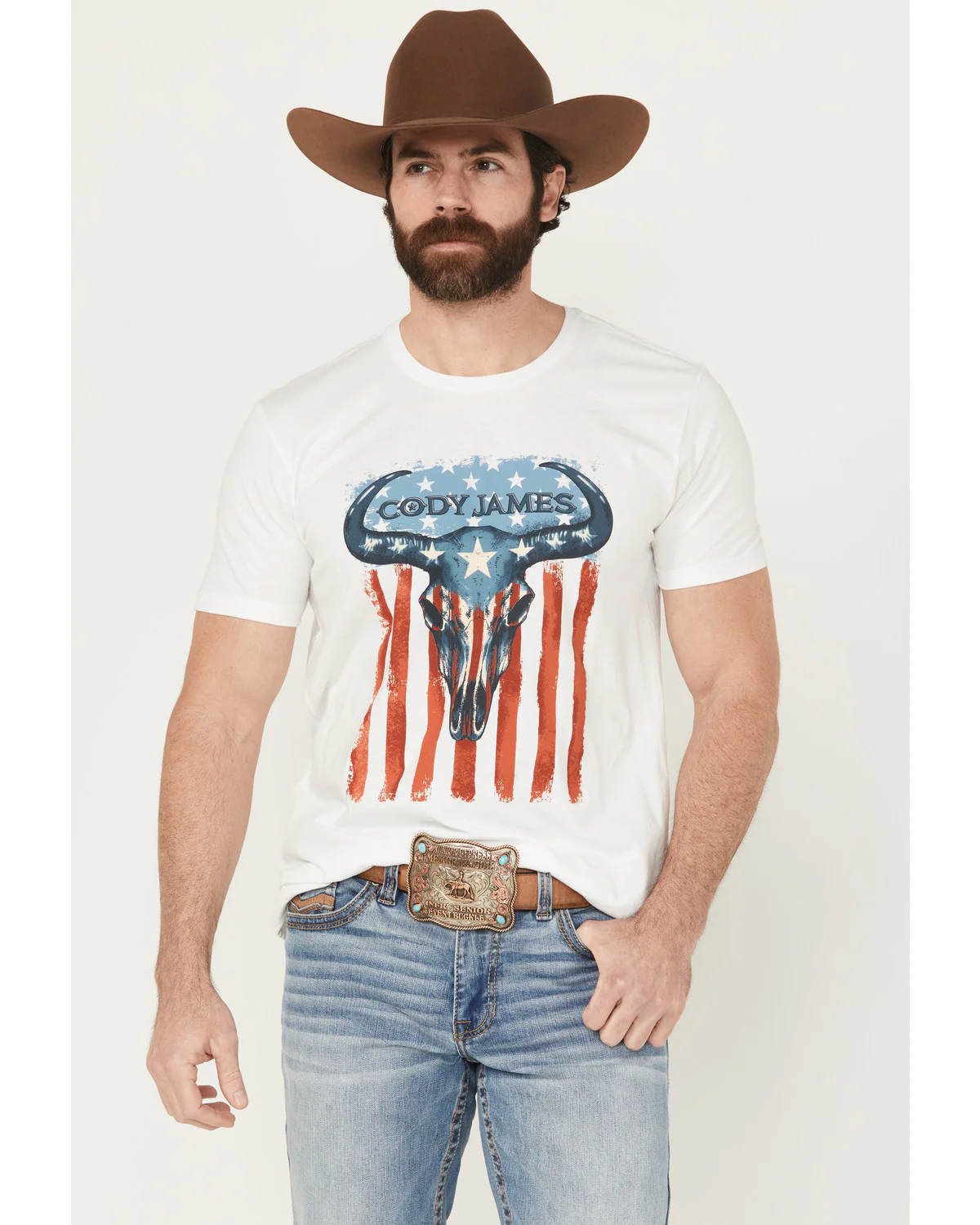 Cody James Men's Heritage Steer Skull Short Sleeve Graphic T-Shirt