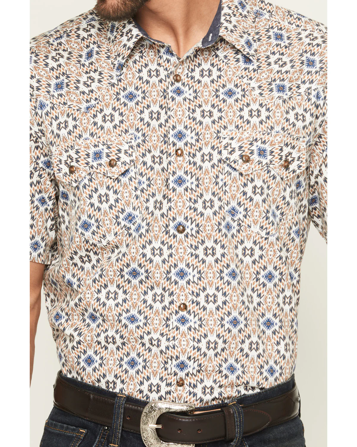 Cody James Men's High Plains Southwestern Print Short Sleeve Snap Western Shirt - Tall - Image 3