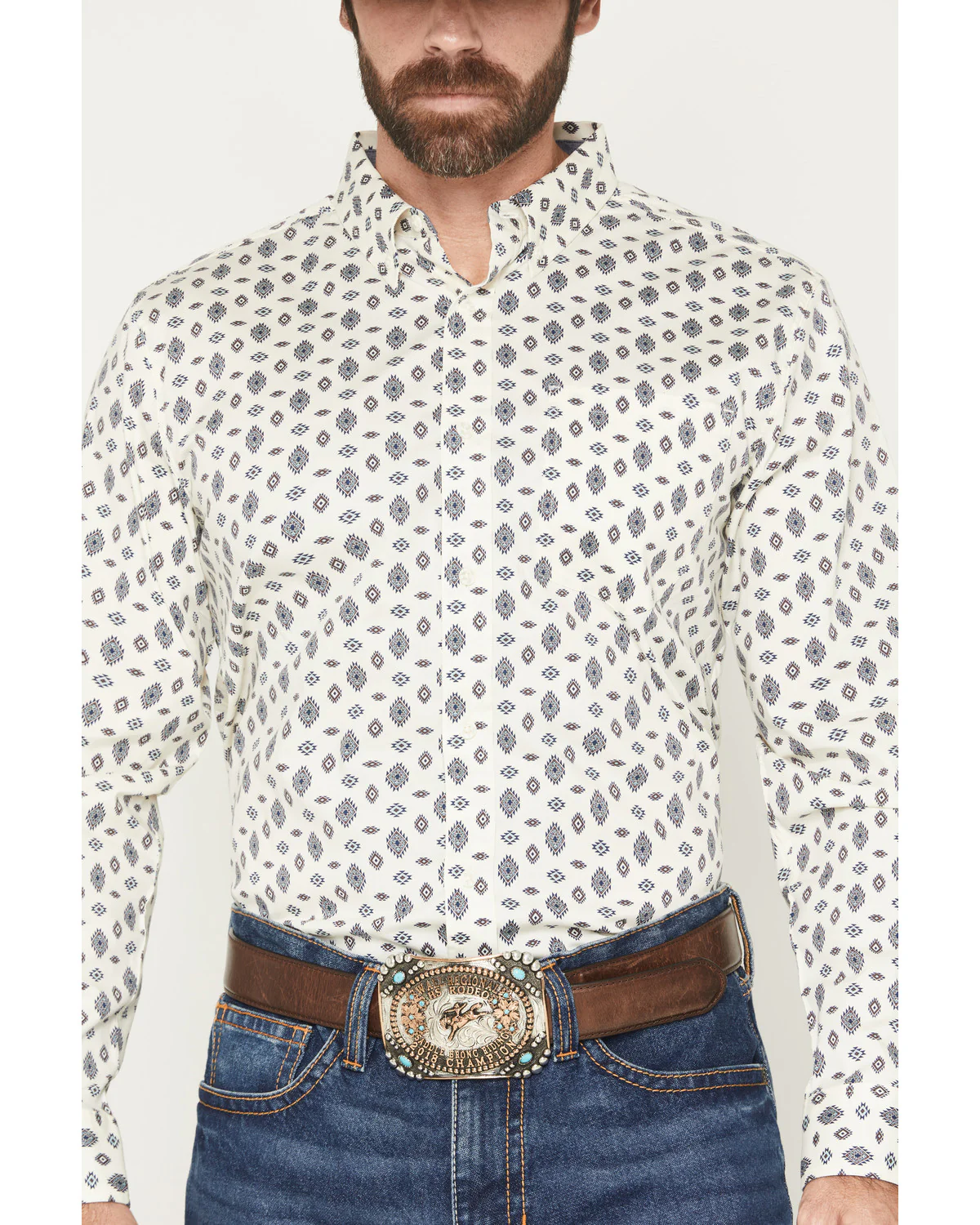 Cody James Men's Horizon View Southwestern Geo Print Long Sleeve Button-Down Stretch Western Shirt - Image 3