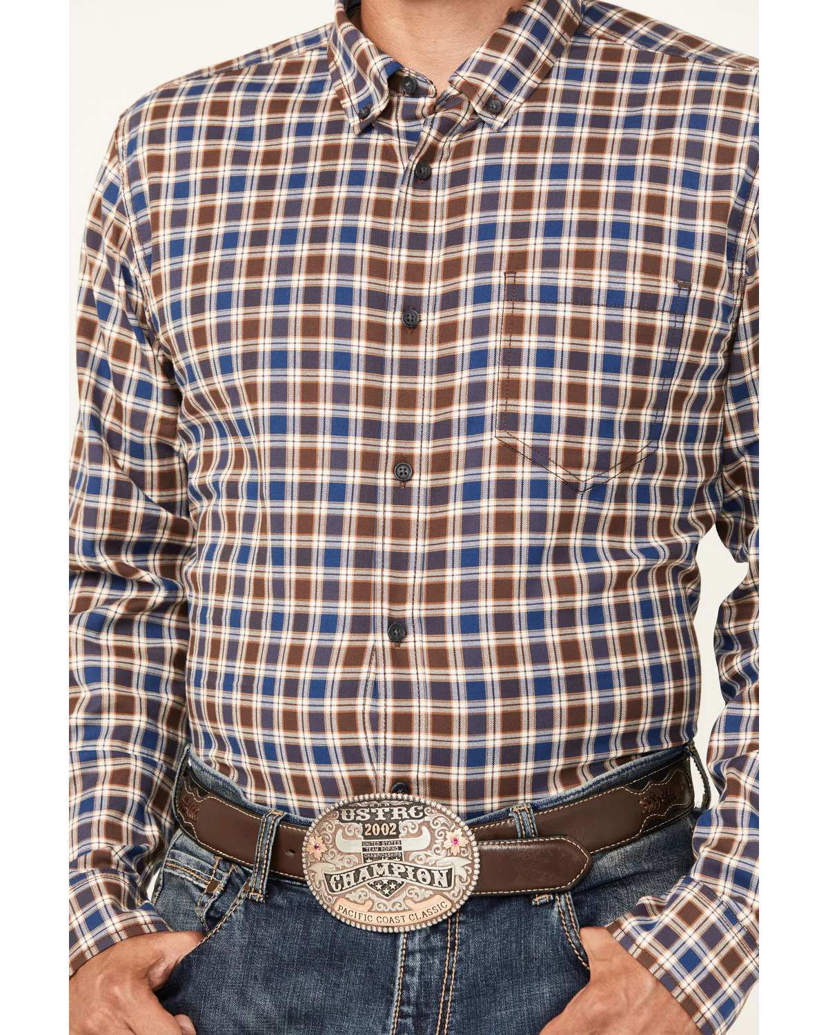 Cody James Men's Hound Dog Plaid Print Long Sleeve Button-Down Western Shirt - Image 3