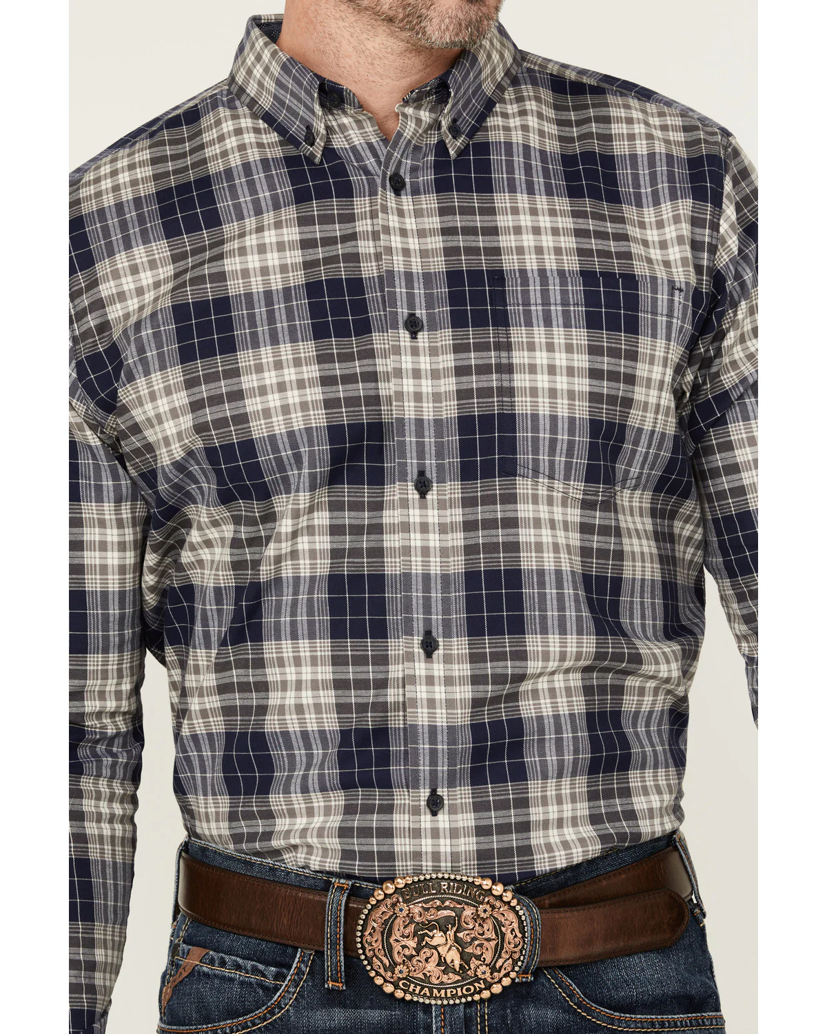 Cody James Men's Howdy Plaid Print Long Sleeve Button-Down Stretch Western Shirt - Image 3