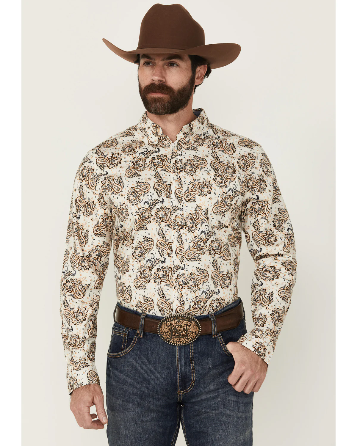 Cody James Men's Kendall Paisley Print Long Sleeve Button-Down Stretch Western Shirt