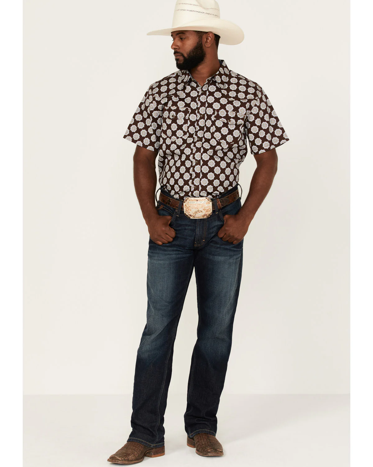 Cody James Men's Kingsland Medallion Print Short Sleeve Snap Western Shirt - Image 2