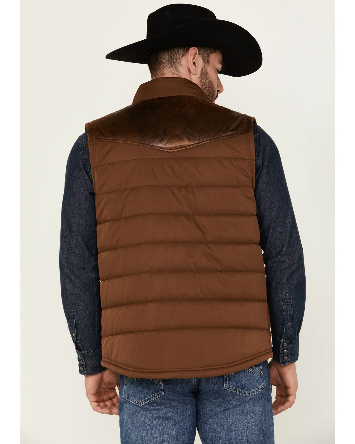 Cody James Men's Leather Yoke Puffer Vest - Image 4