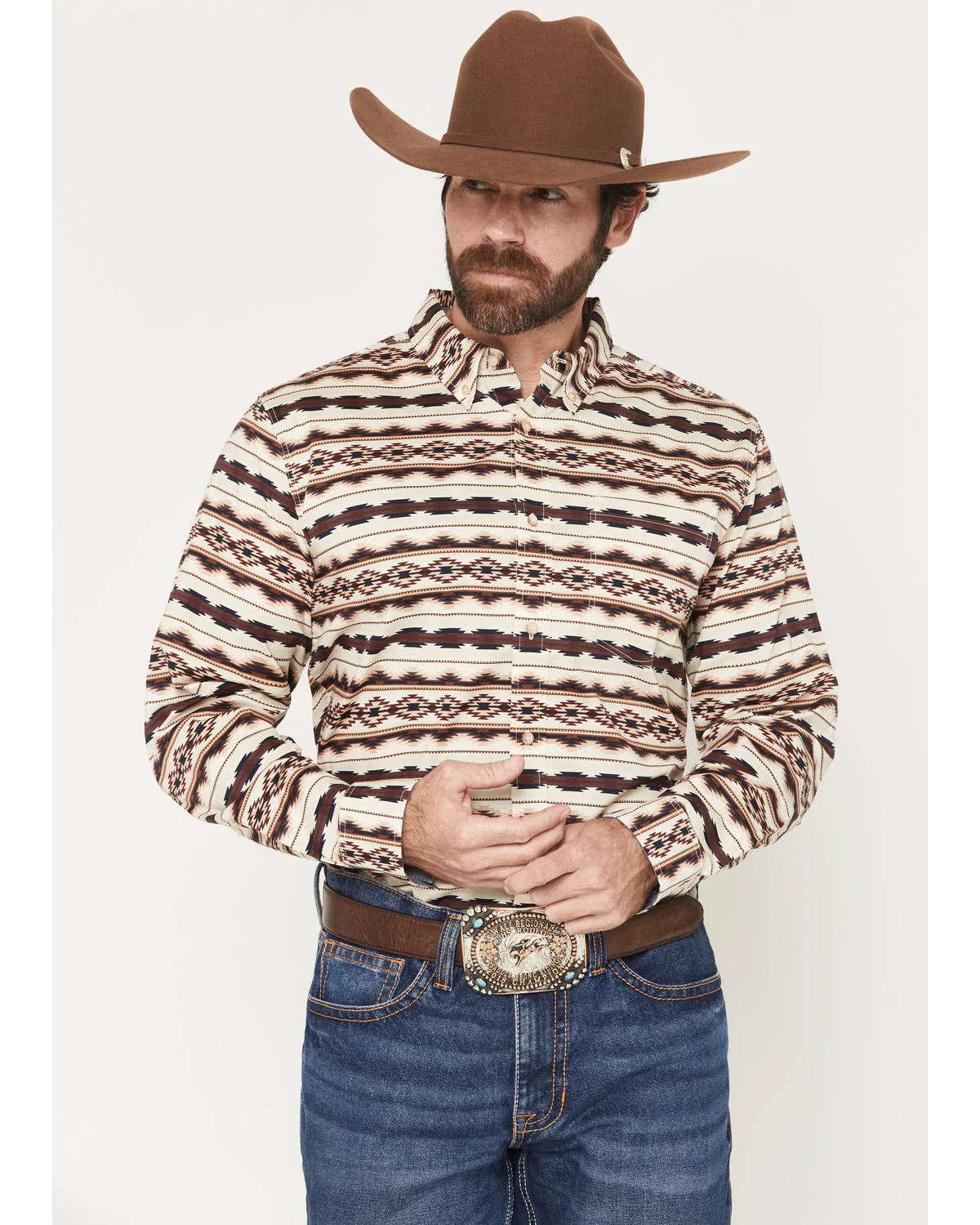 Cody James Men's Maverick Southwestern Print Long Sleeve Button-Down Stretch Western Shirt