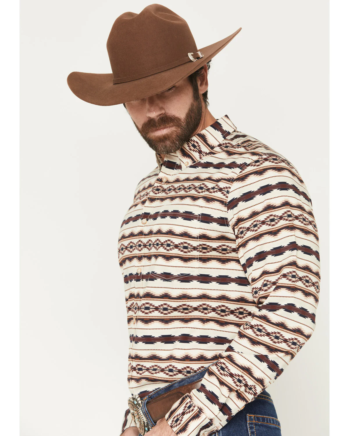 Cody James Men's Maverick Southwestern Print Long Sleeve Button-Down Stretch Western Shirt - Image 2