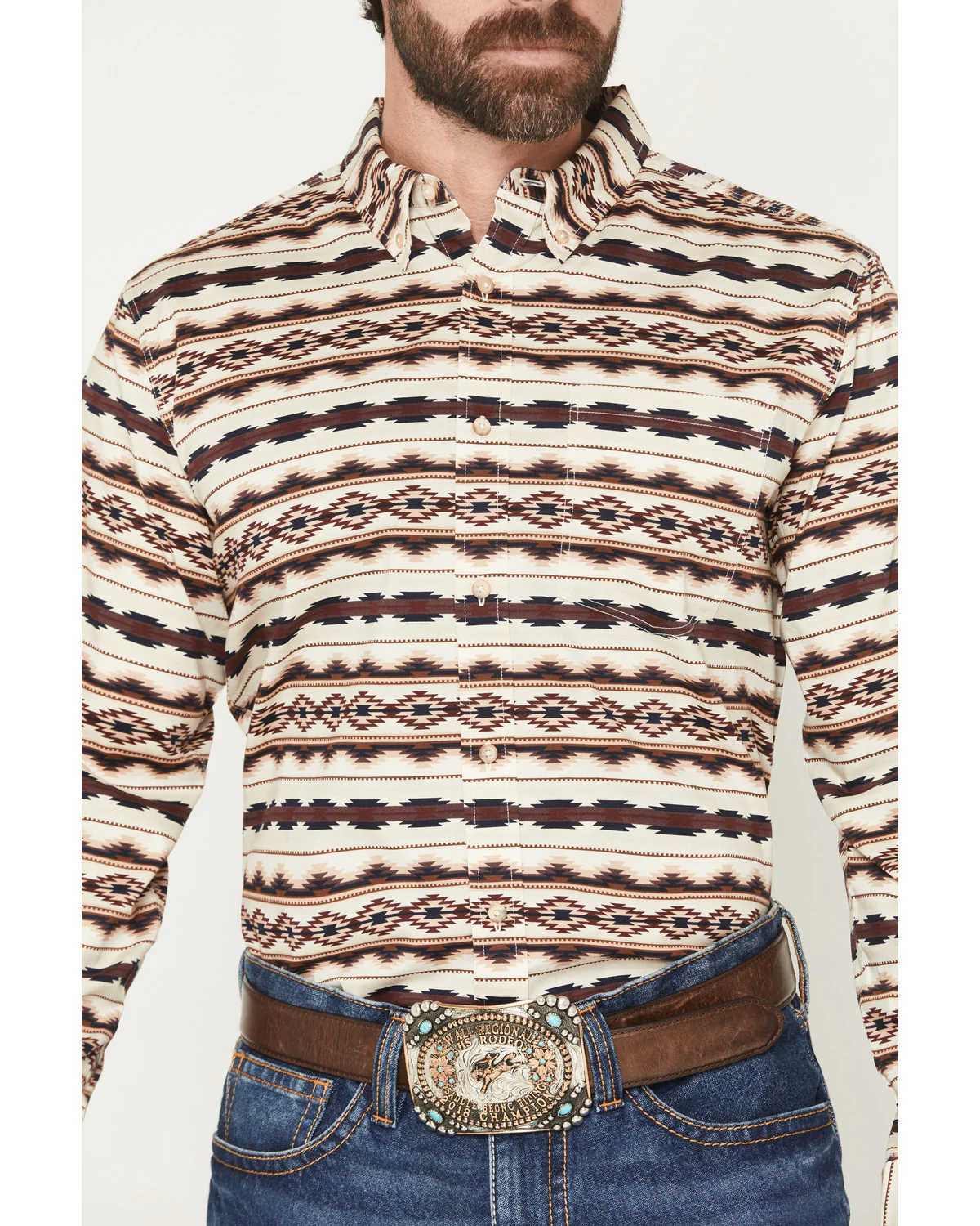 Cody James Men's Maverick Southwestern Print Long Sleeve Button-Down Stretch Western Shirt - Image 3