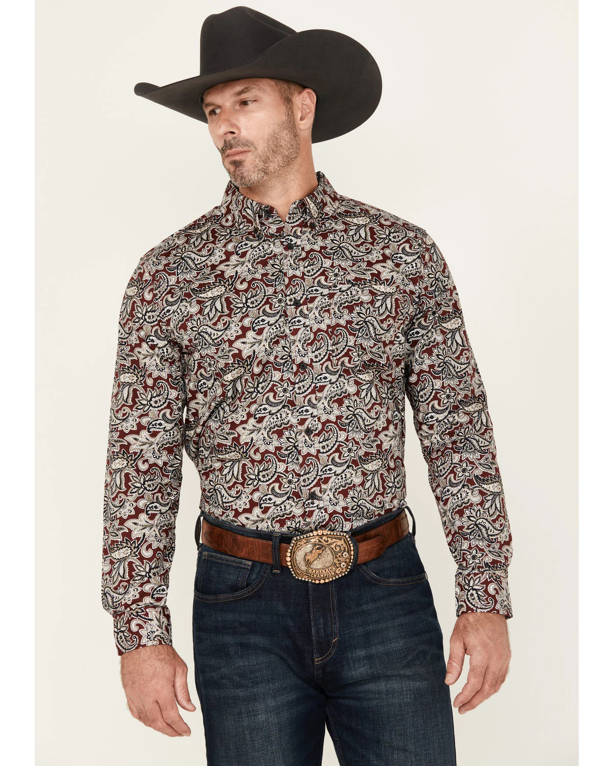 Cody James Men's Max Paisley Print Long Sleeve Button-Down Stretch Western Shirt