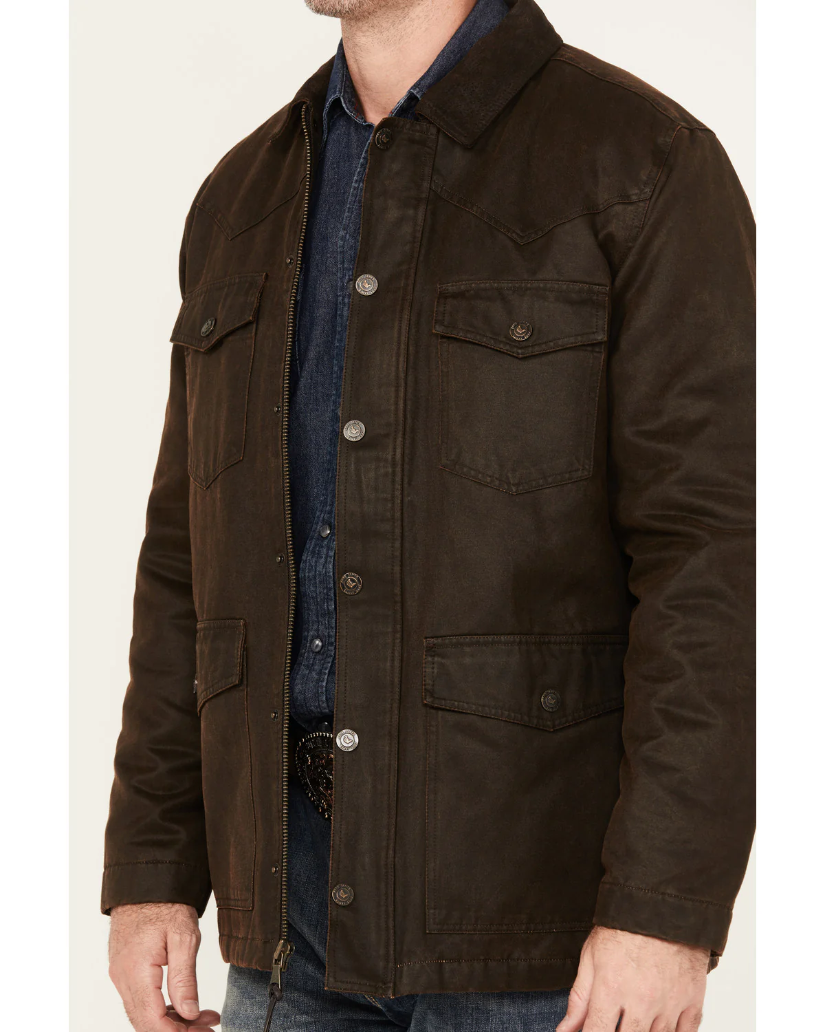 Cody James Men's Oilskin Snap Heavy Jacket - Image 3