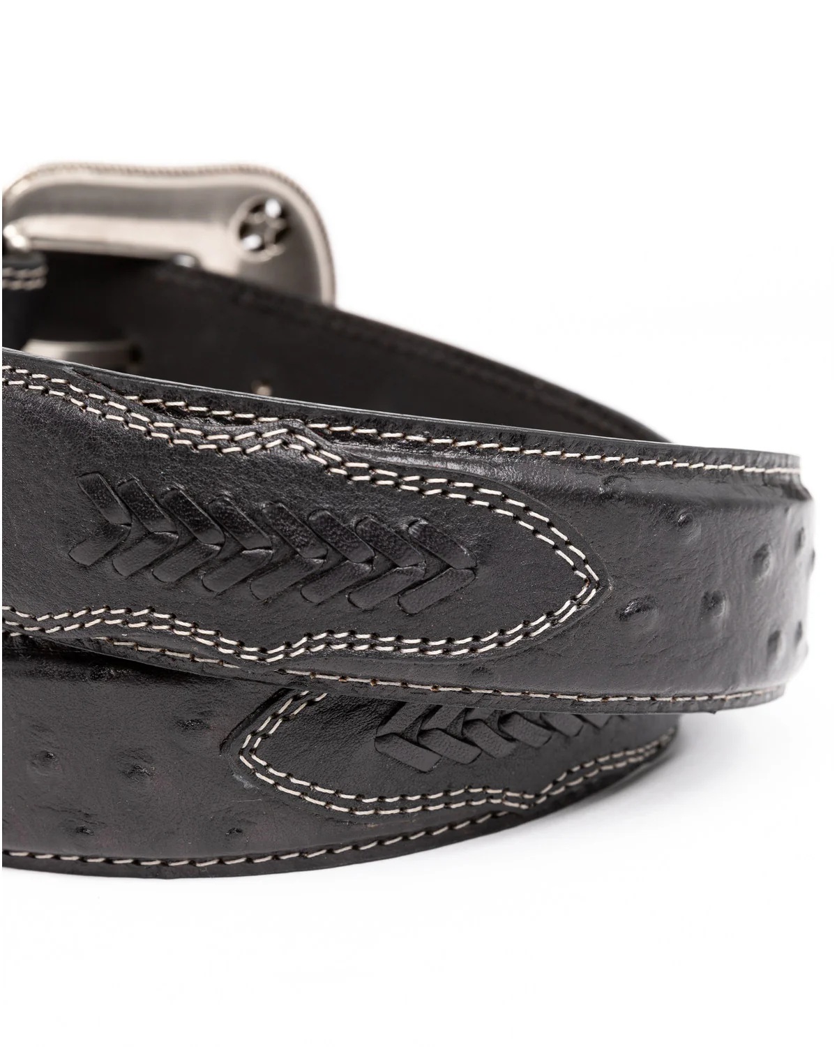 Cody James Men's Ostrich Print Embroidered Western Buckle Belt - Image 3