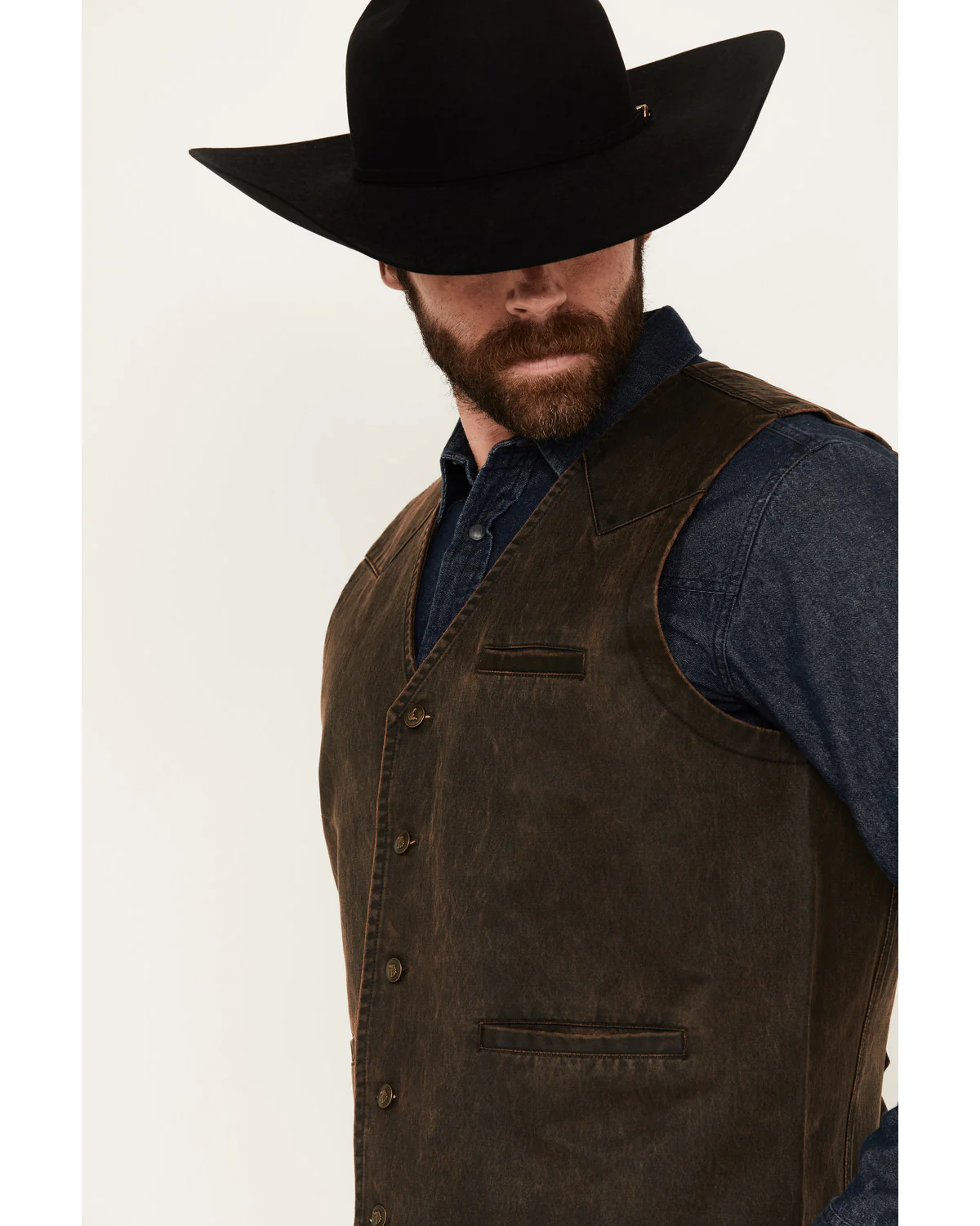 Cody James Men's Pancho Villa Oilskin Button-Front Western Vest - Image 2