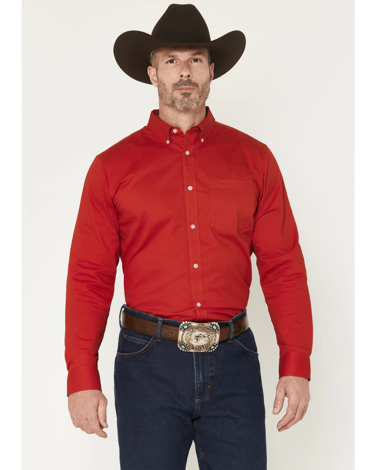 Cody James Men's Performance Twill Solid Long Sleeve Button-Down Stretch Western Shirt