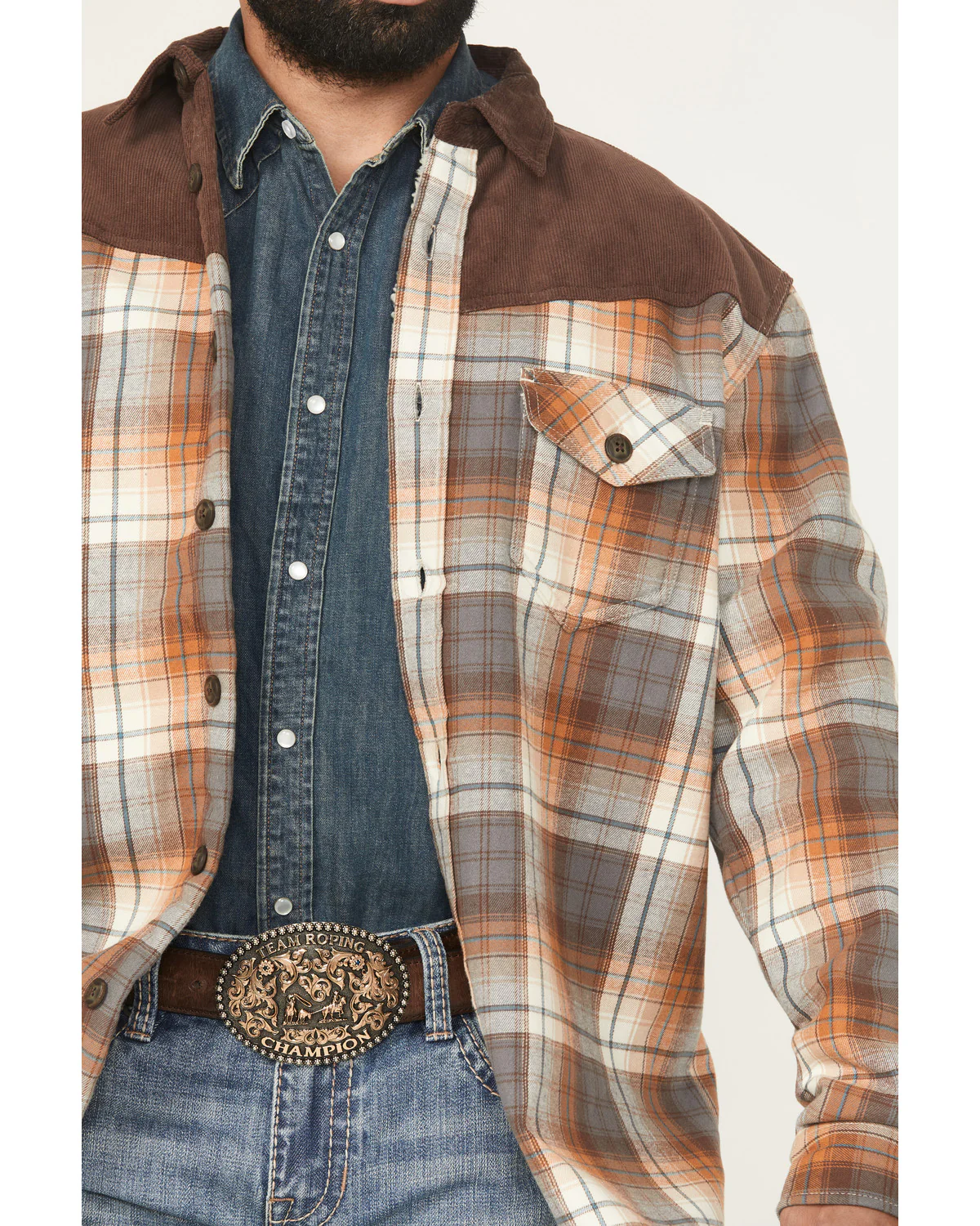Cody James Men's Plaid Print Flannel Sherpa Lined Shirt Jacket - Image 3