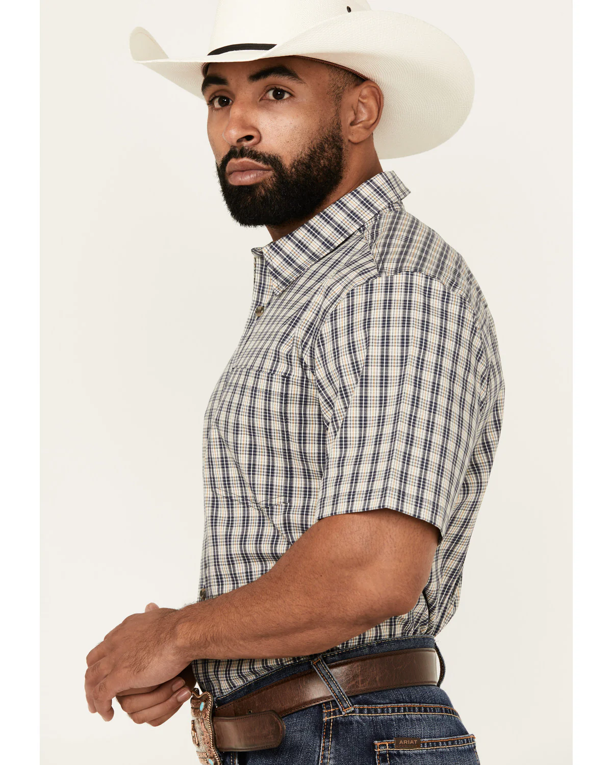 Cody James Men's Plaid Print Short Sleeve Button-Down Stretch Western Shirt - Image 2
