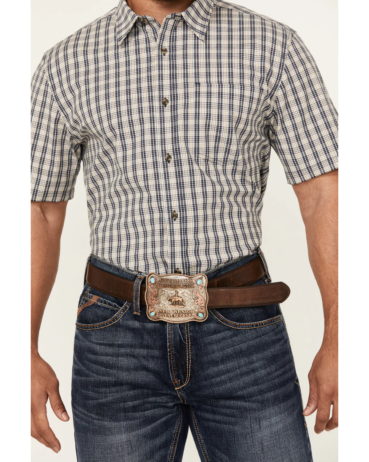 Cody James Men's Plaid Print Short Sleeve Button-Down Stretch Western Shirt - Image 3