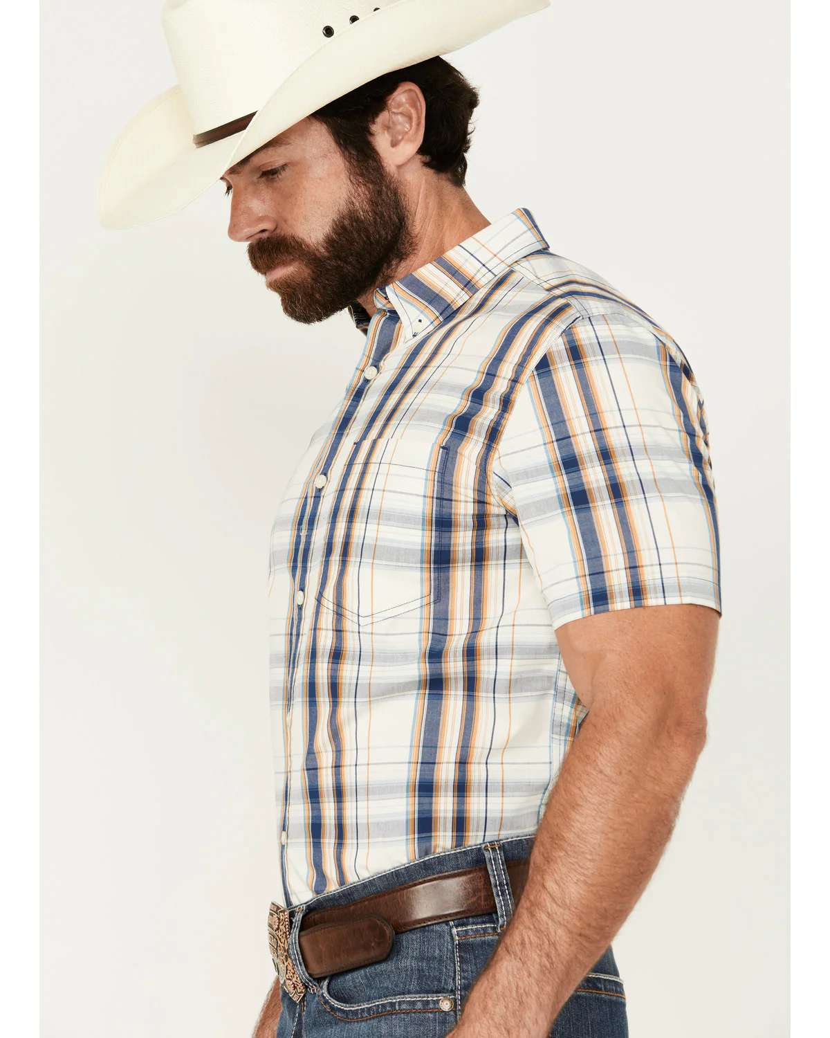 Cody James Men's Plaid Print Short Sleeve Button-Down Stretch Western Shirt - Image 2