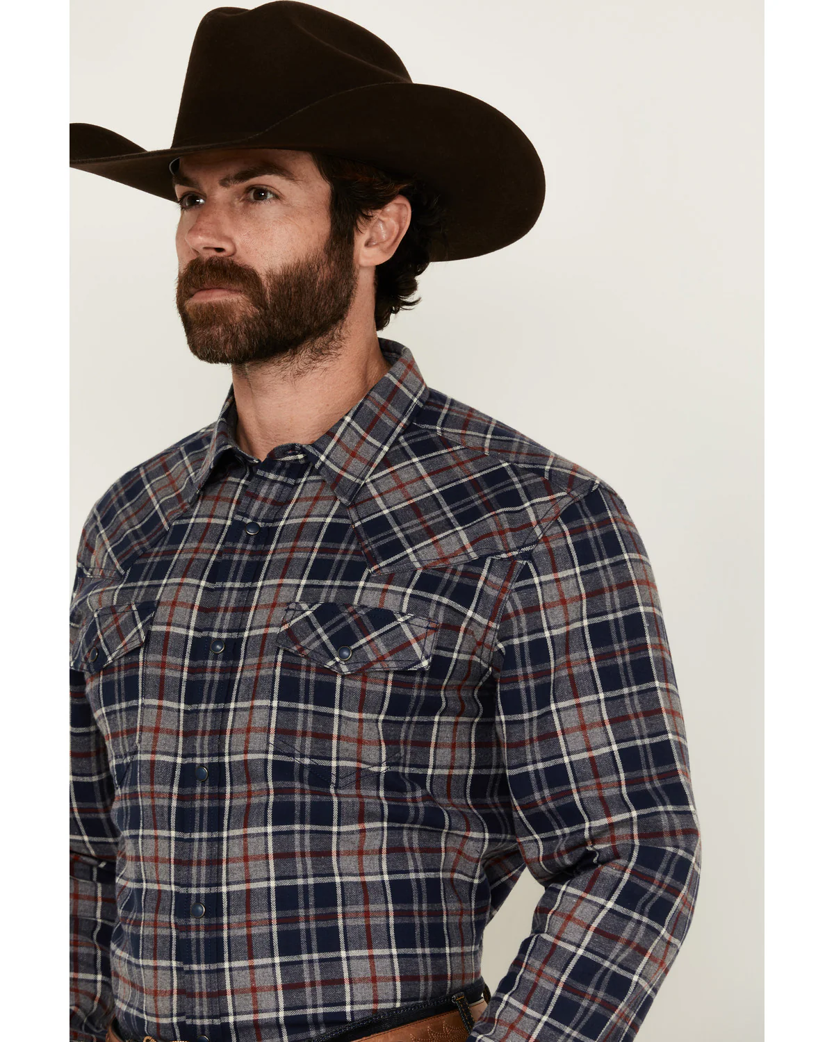 Cody James Men's Poker Plaid Print Long Sleeve Snap Western Shirt - Image 2