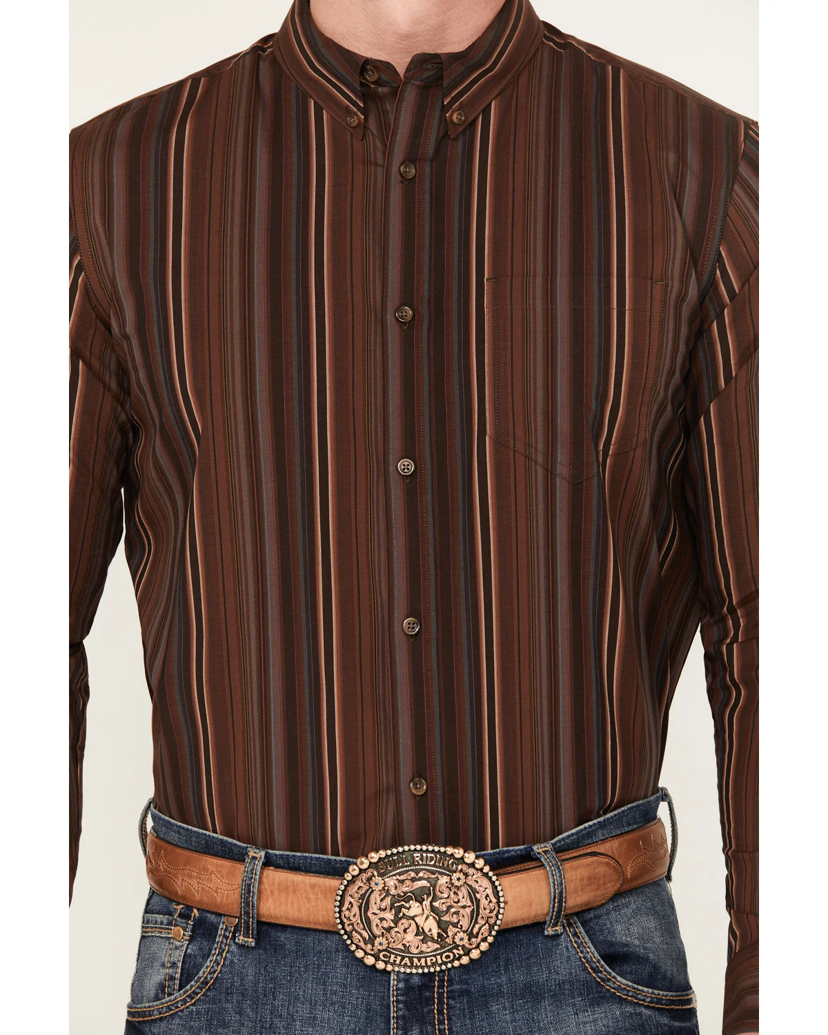 Cody James Men's Preston Striped Print Long Sleeve Button-Down Western Shirt - Image 3