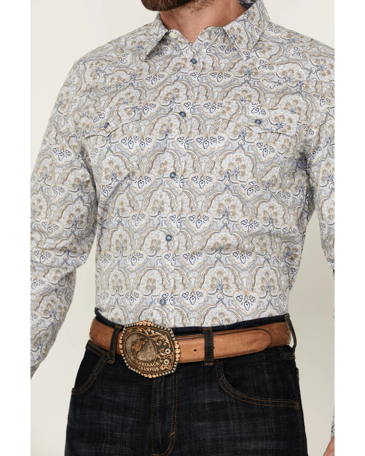 Cody James Men's Railroad Paisley Print Long Sleeve Snap Western Shirt - Image 3