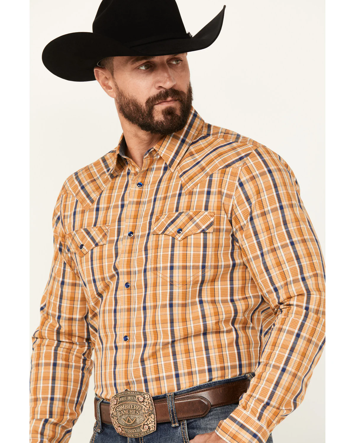 Cody James Men's Railroad Plaid Print Long Sleeve Snap Western Shirt - Image 2