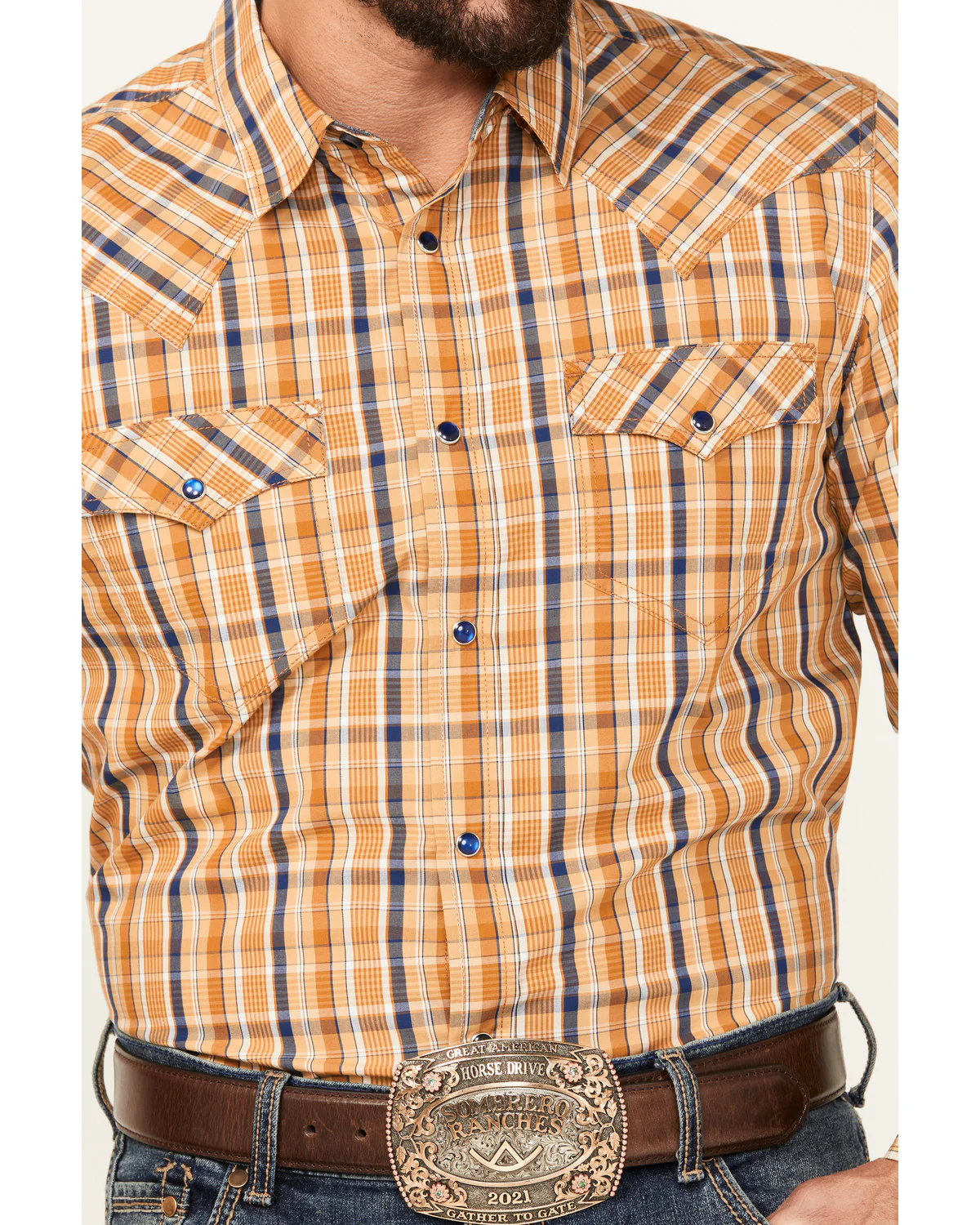 Cody James Men's Railroad Plaid Print Long Sleeve Snap Western Shirt - Image 3
