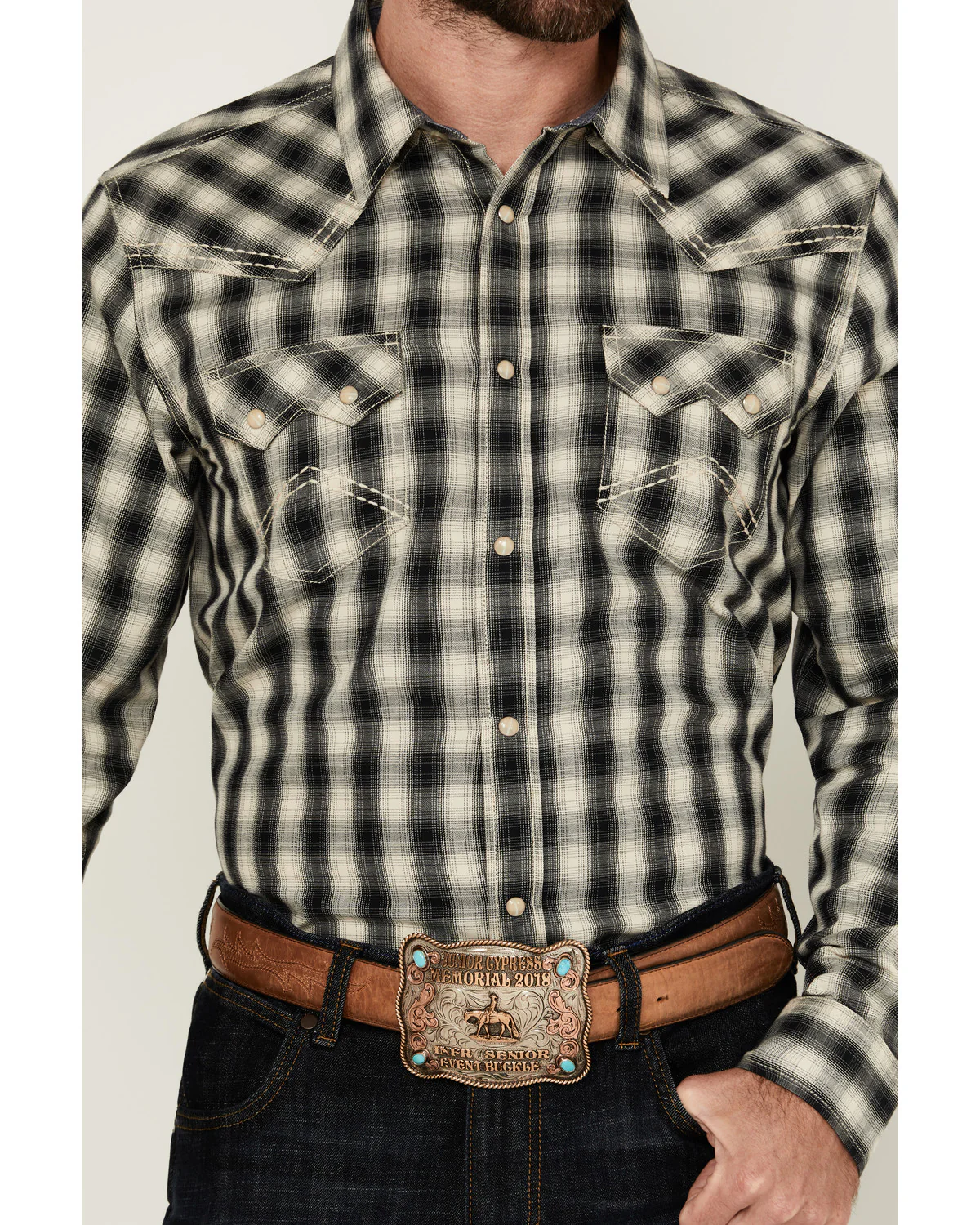 Cody James Men's Rey Plaid Print Long Sleeve Snap Western Shirt - Image 3