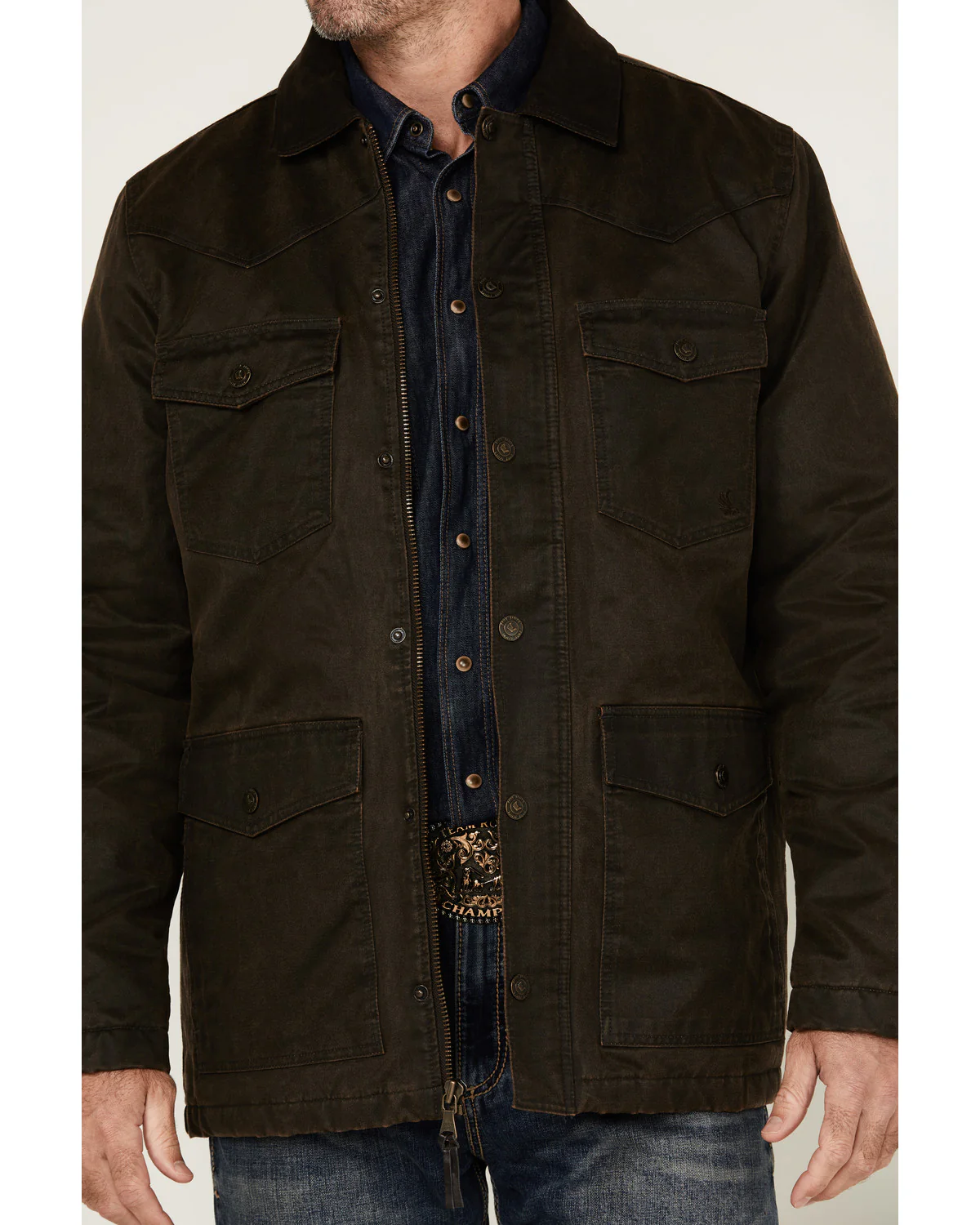 Cody James Men's Road Dust Washed Oil Skin Long Jacket - Image 3