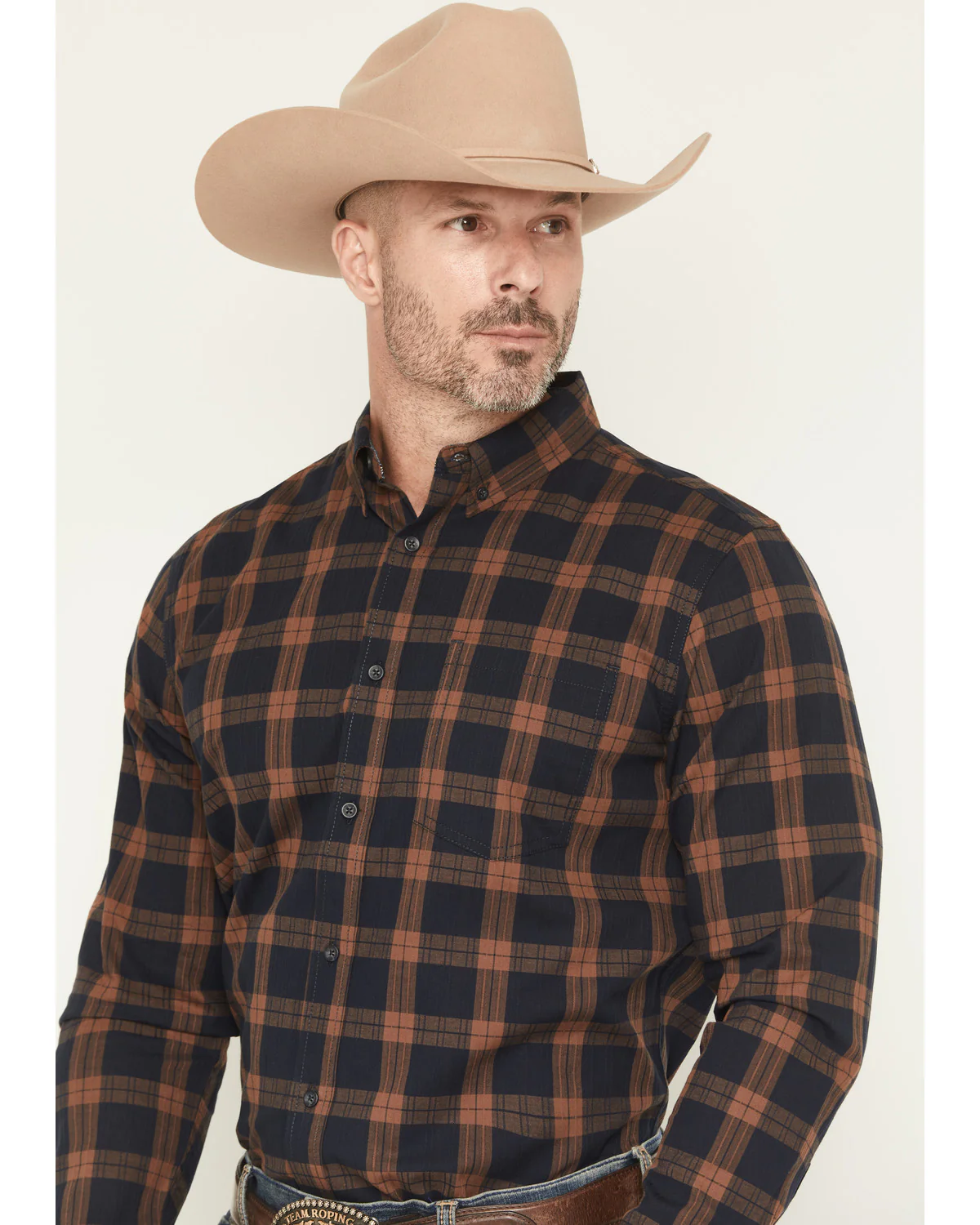Cody James Men's Rodeo Frontier Plaid Print Long Sleeve Button-Down Stretch Western Shirt - Image 2
