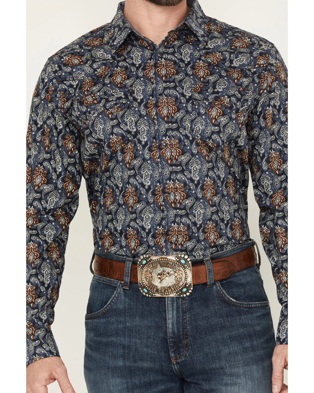 Cody James Men's Rodeo Ritz Paisley Print Long Sleeve Snap Western Shirt - Image 3