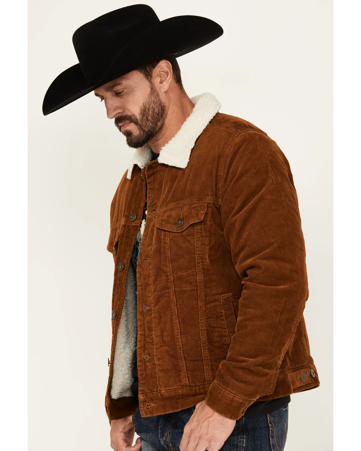 Cody James Men's Roscoe Corduroy Sherpa Lined Trucker Jacket - Image 2