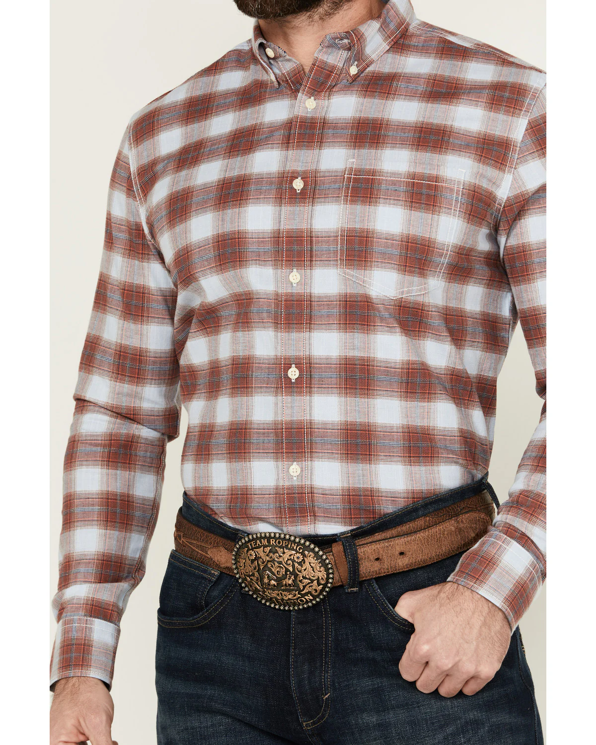 Cody James Men's Rush Plaid Print Long Sleeve Button-Down Stretch Western Shirt - Image 3