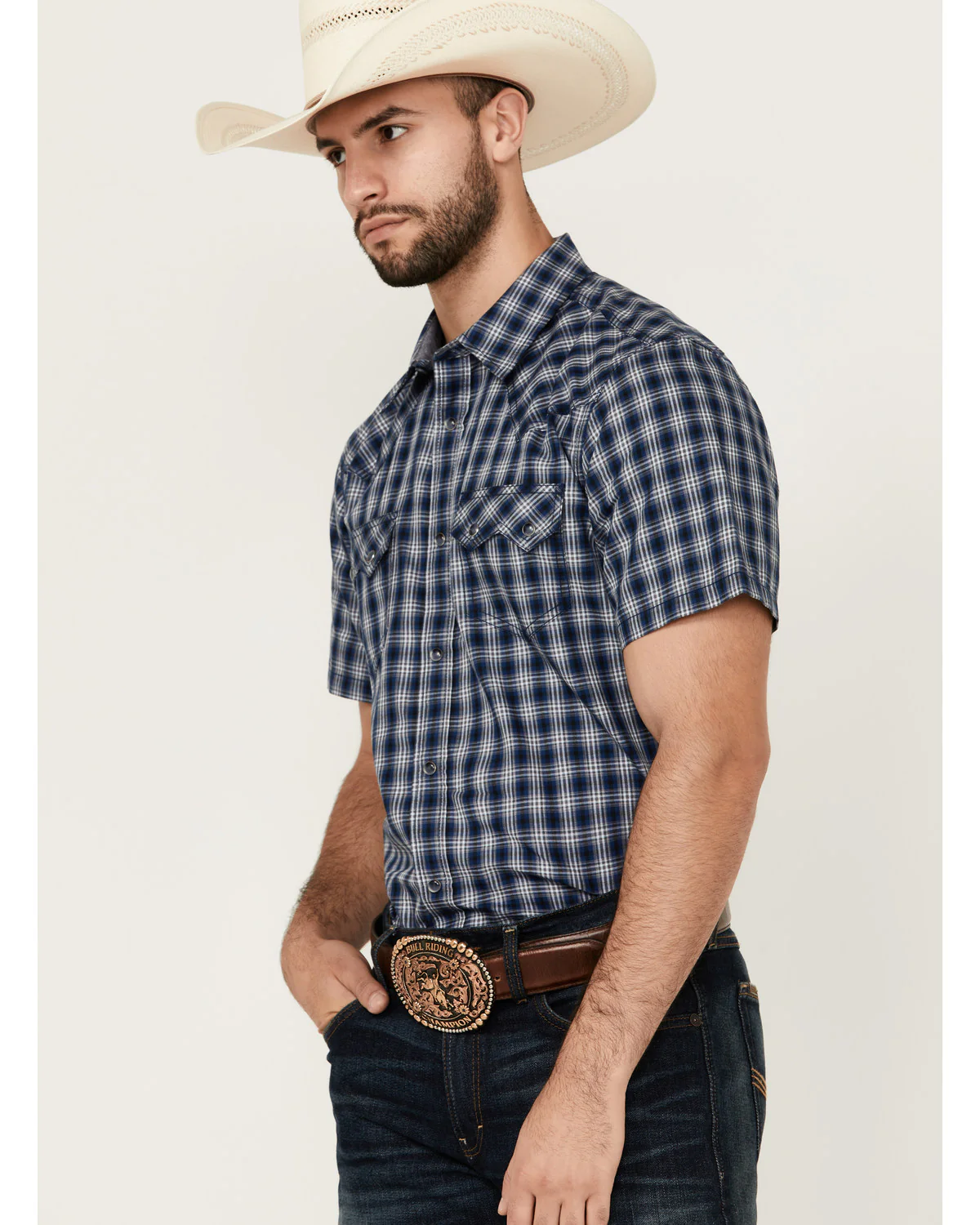 Cody James Men's Salud Plaid Print Short Sleeve Snap Western Shirt - Image 2