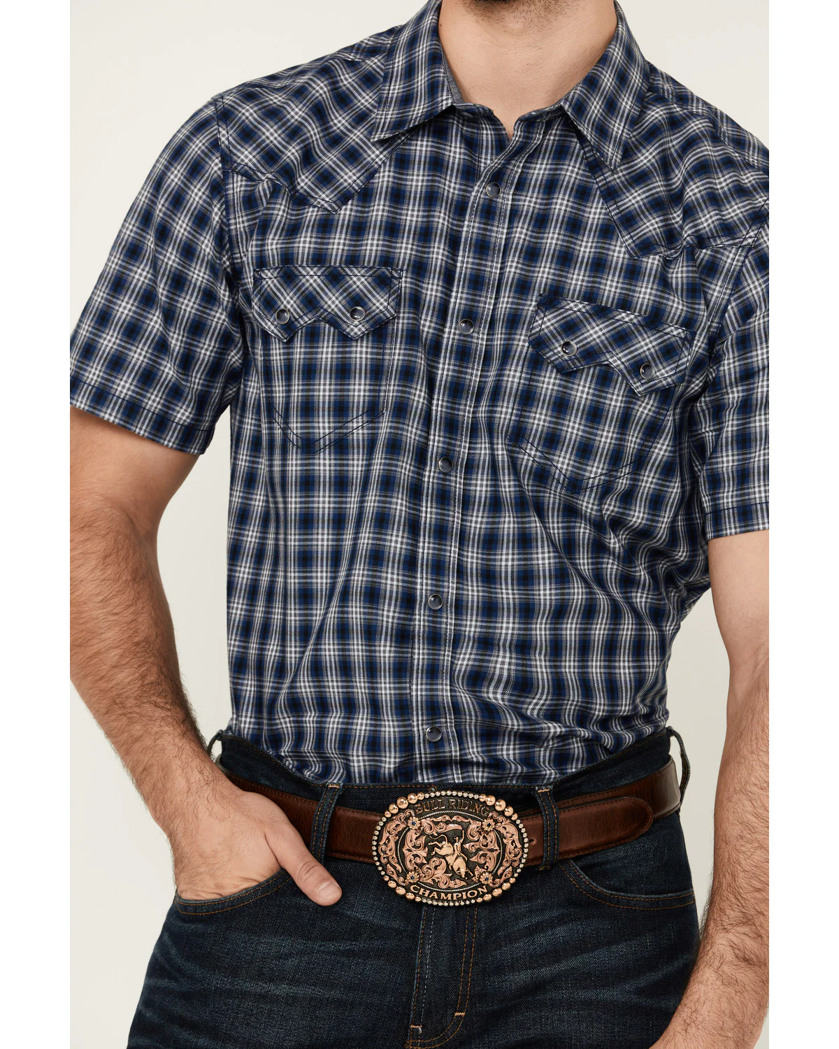 Cody James Men's Salud Plaid Print Short Sleeve Snap Western Shirt - Image 3