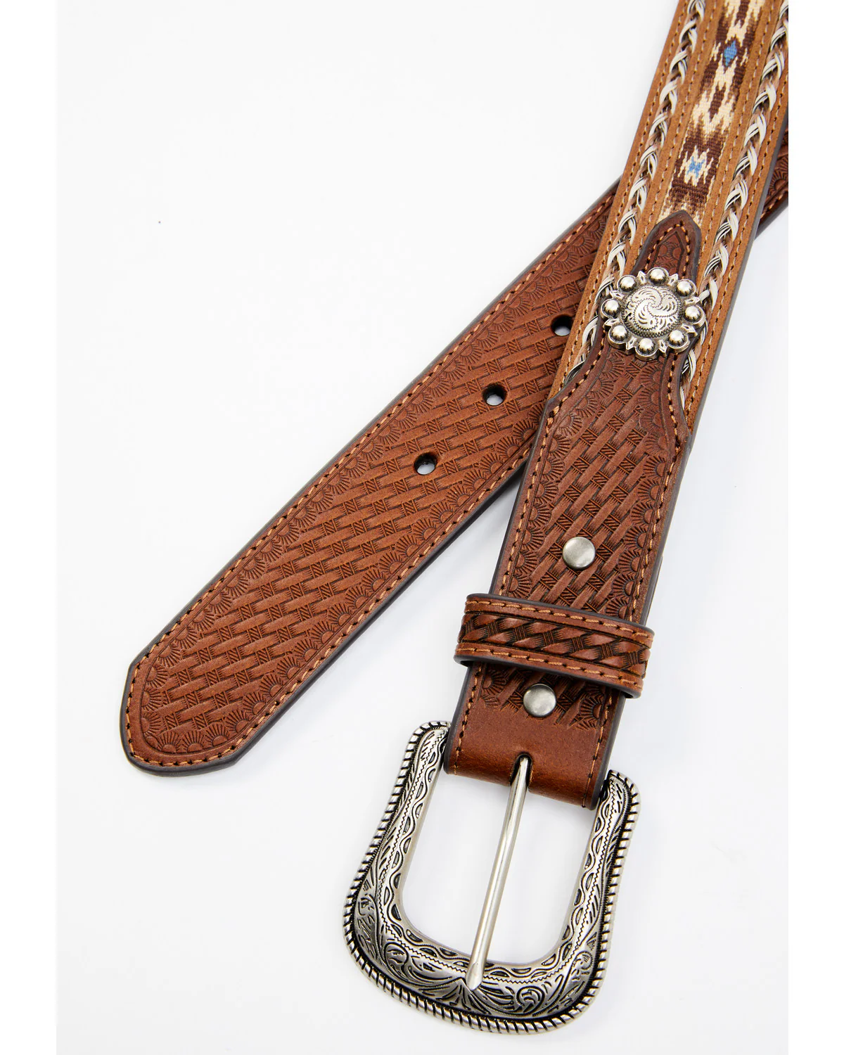 Cody James Men's Southwestern Concho Ribbon Inlay Belt - Image 2
